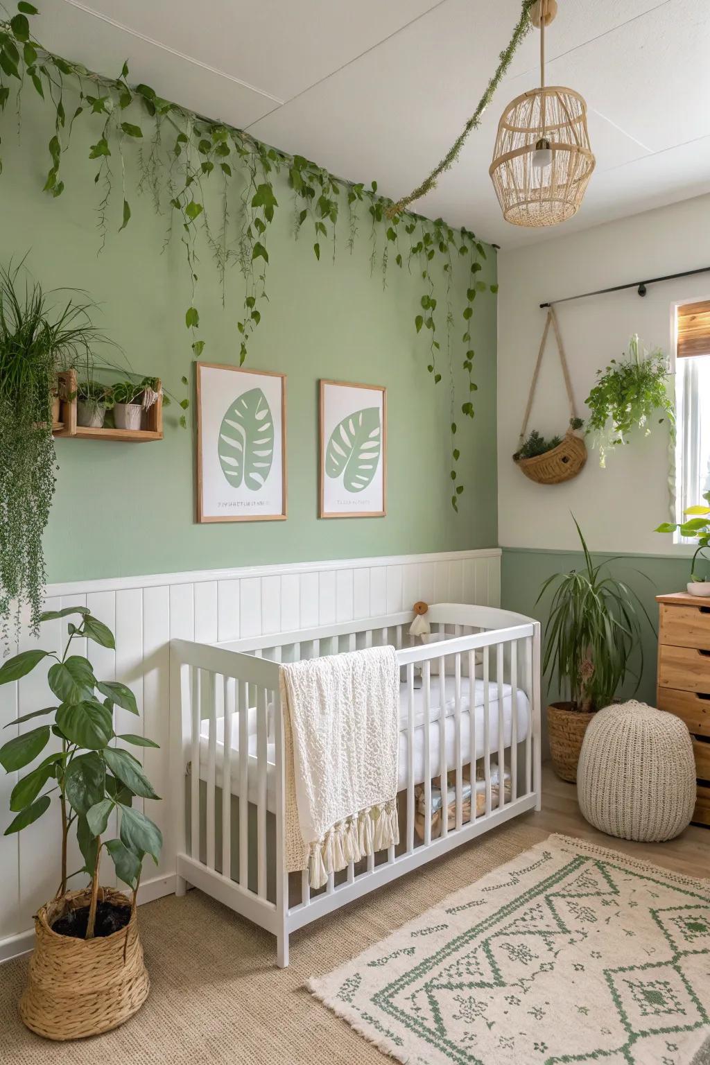 A refreshing nursery with gentle green undertones.