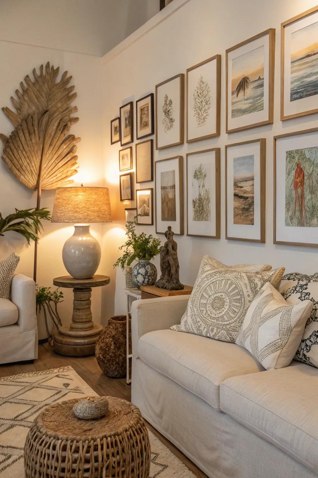 A gallery wall adds individuality to any space.