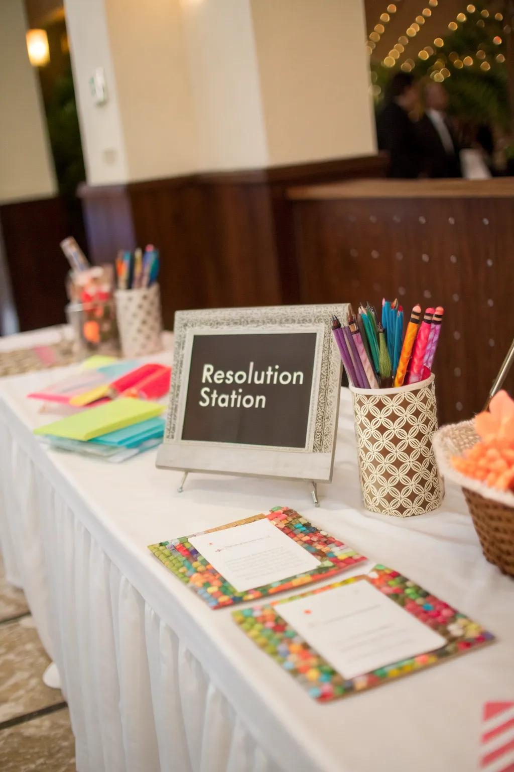 Inspire contemplation and fresh starts with a resolution station.