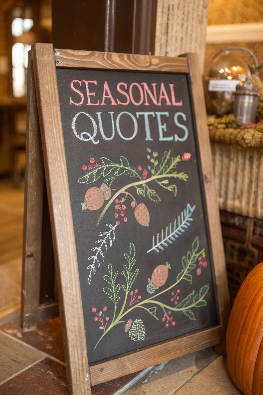 Seasonal maxims on a whiteboard, ideal for introducing a hint of inspiration.
