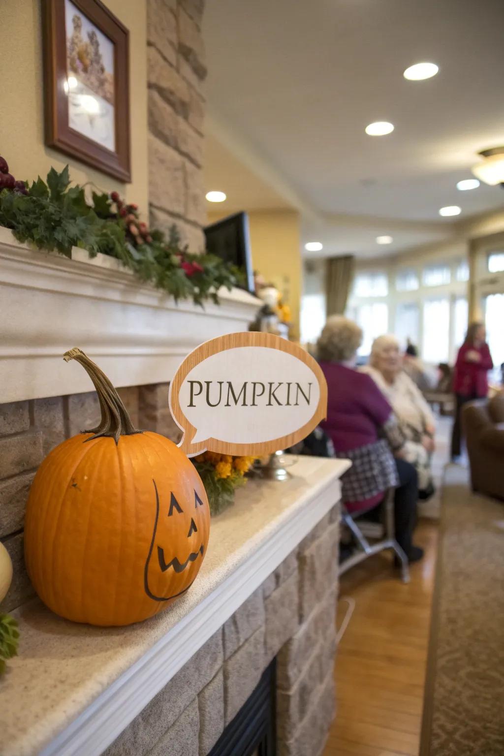This pumpkin has a distinct voice thanks to a conversation starters.