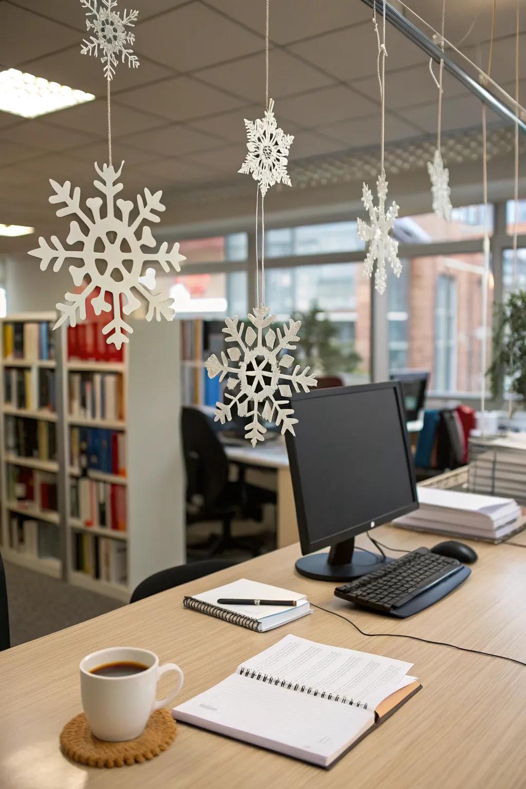 Handmade ice crystals give a whimsical winter feel to your desk.