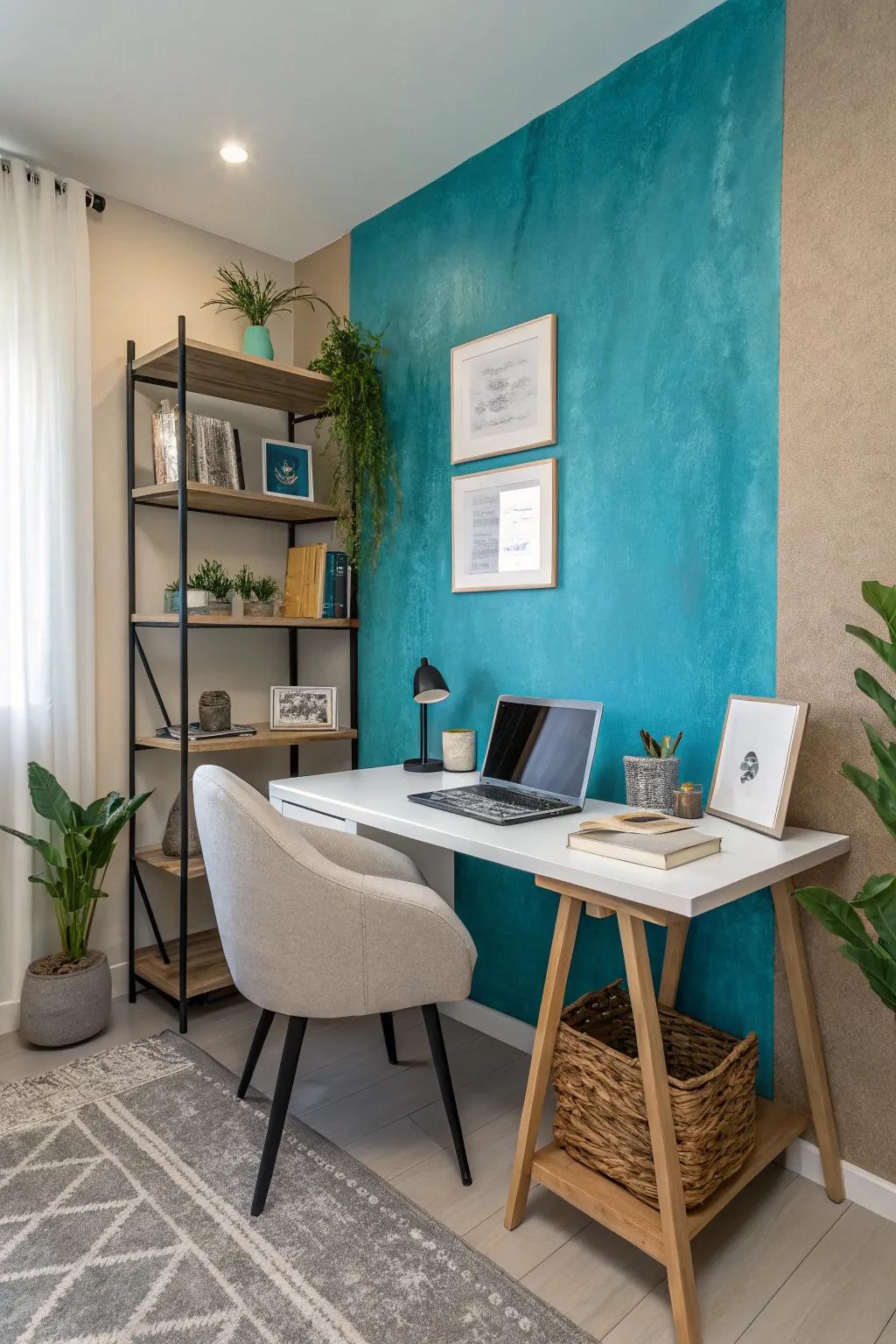 Use color to clearly define your office space within a larger room.