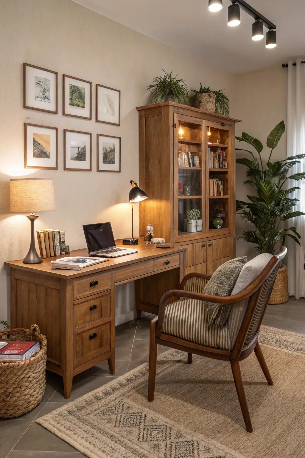 Neutral tones provide a professional virtual backdrop.