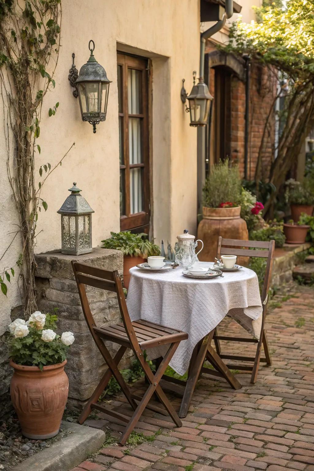 A charming café setup for peaceful mornings outdoors