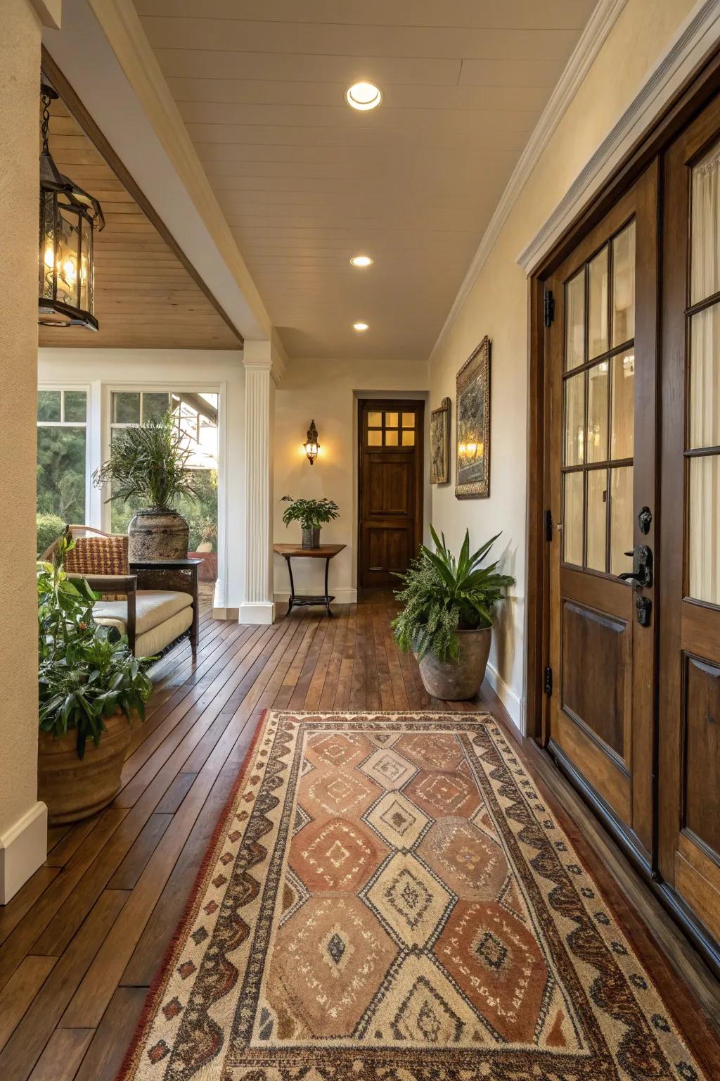 Carpets in entryways create a warm welcome and define the space beautifully.