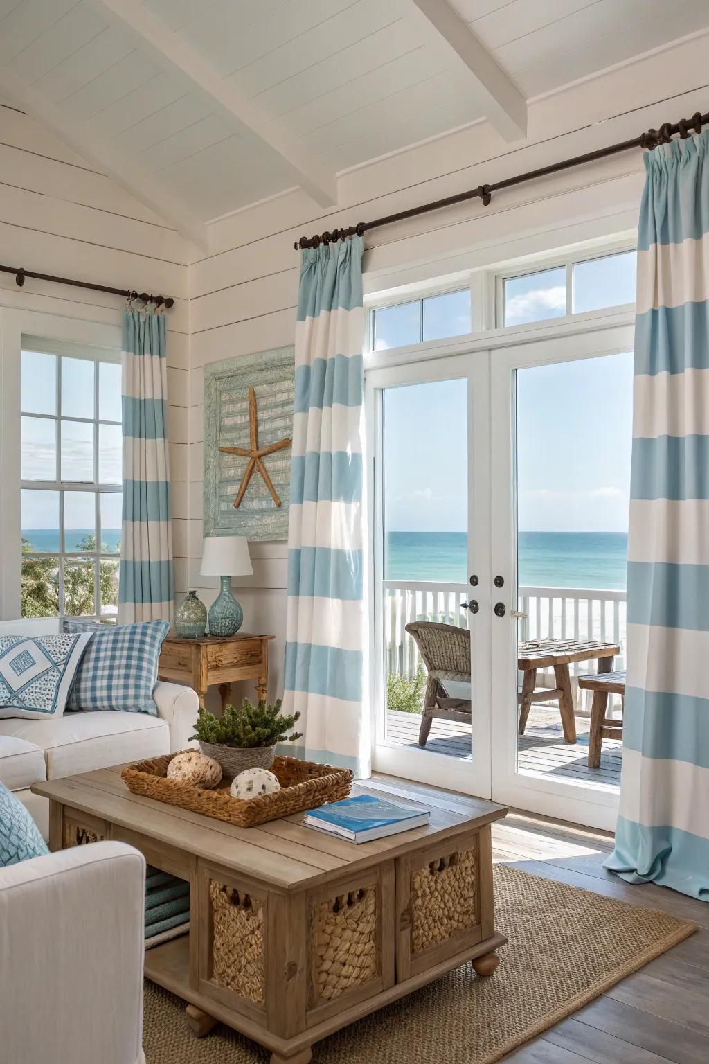 The seaside haven theme elicits relaxation and getaway sensations.