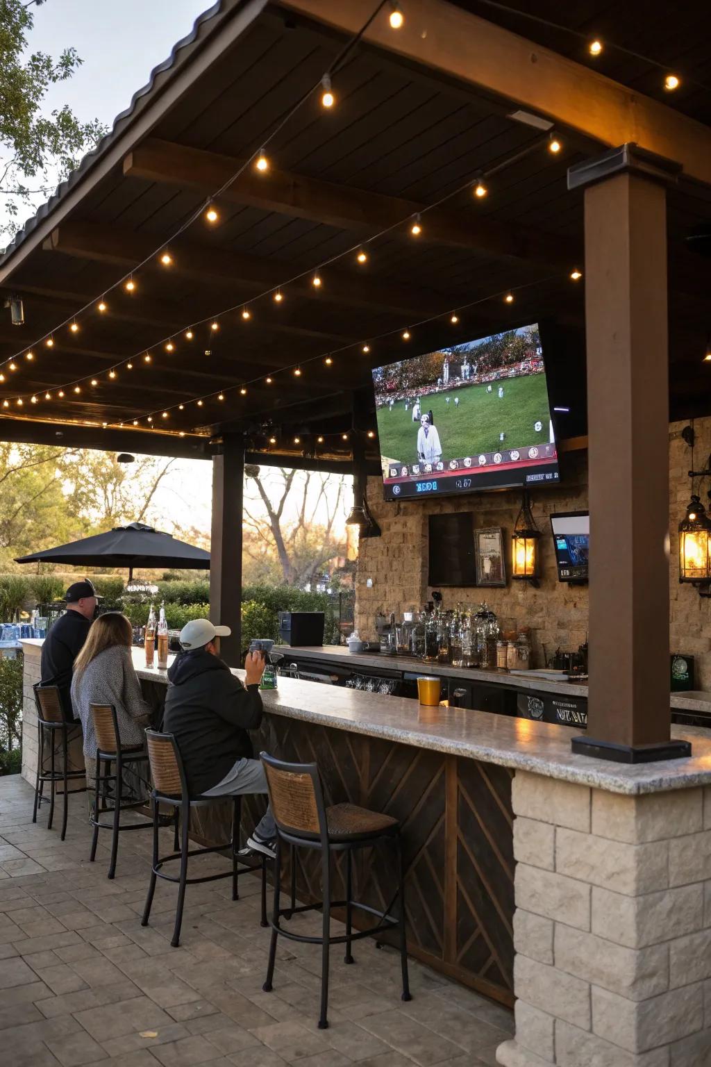 An outdoor bar setup ready for entertainment.