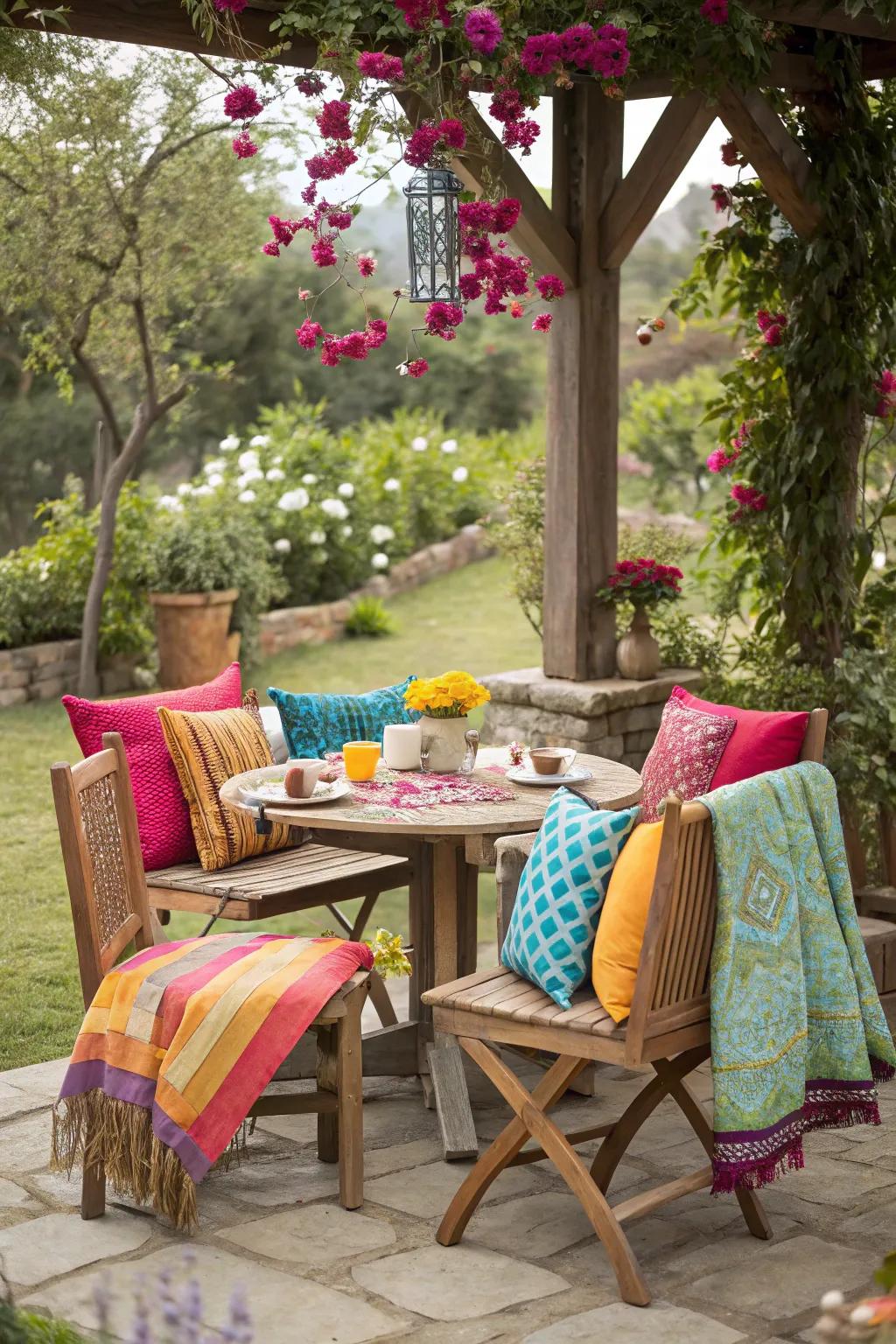 Comfort and color combined through fabrics.