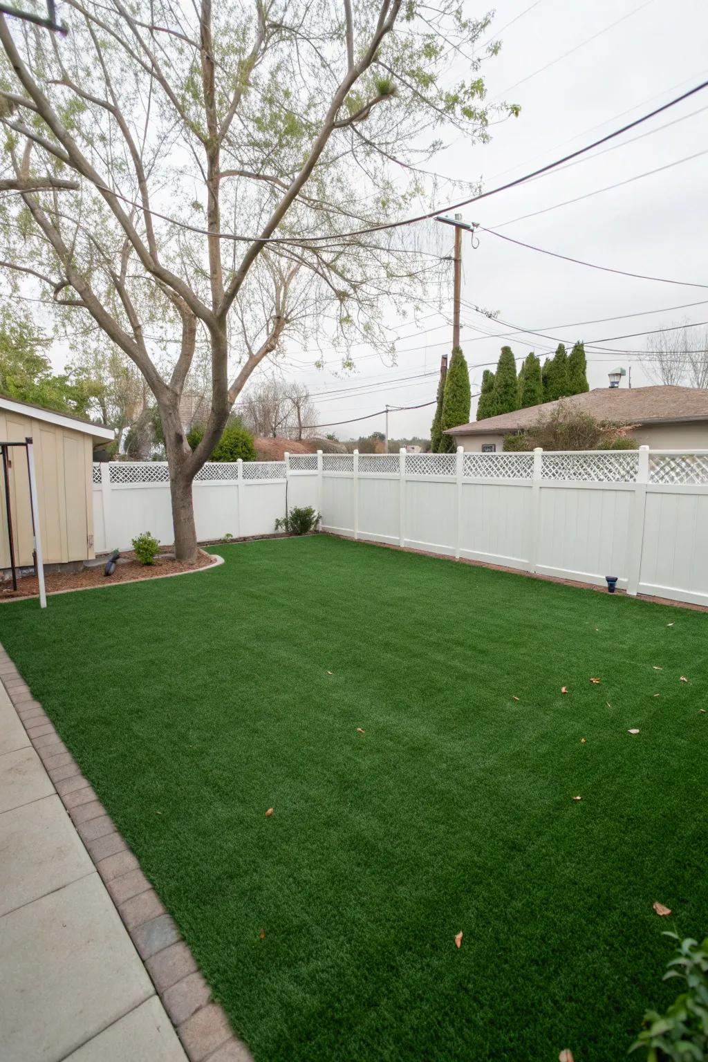 Provide a lush, durable surface with turf for your dog's play area.