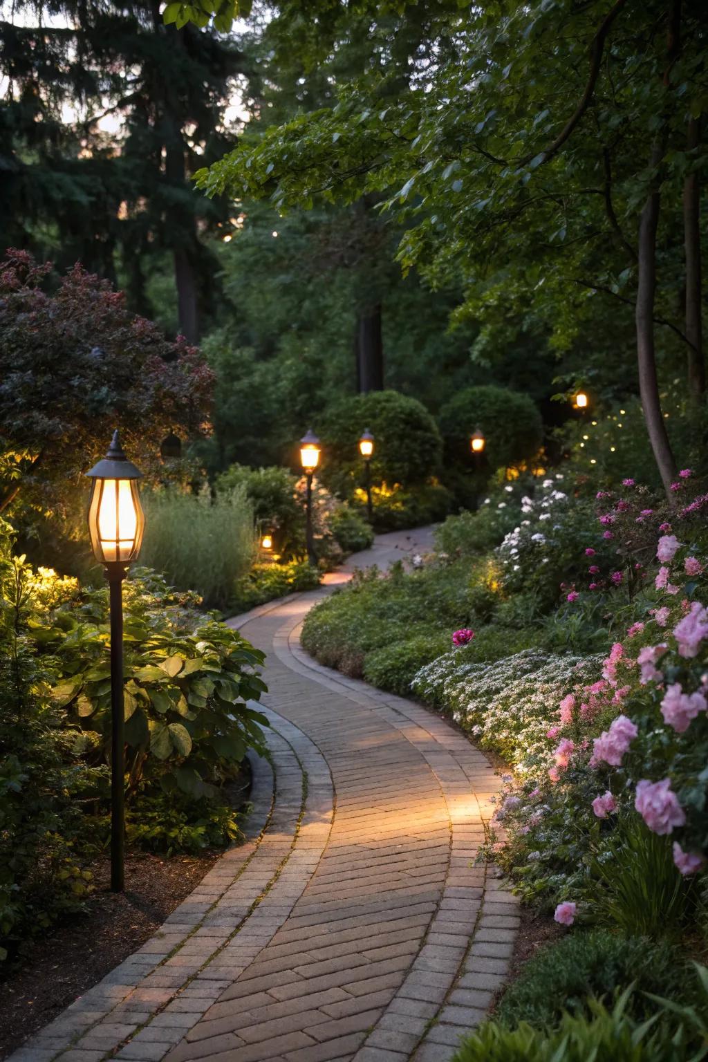 Use energy-efficient sun lamps to light up your path.