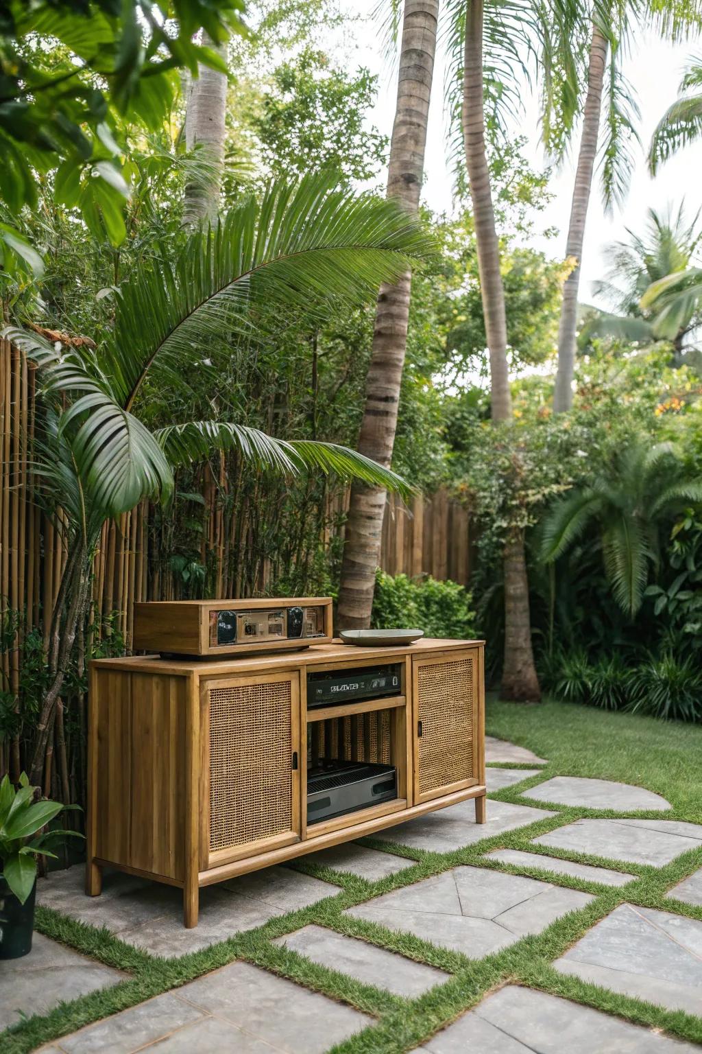 Bamboo cabinets infuse any outdoor area with an eco-friendly and fashionable atmosphere.