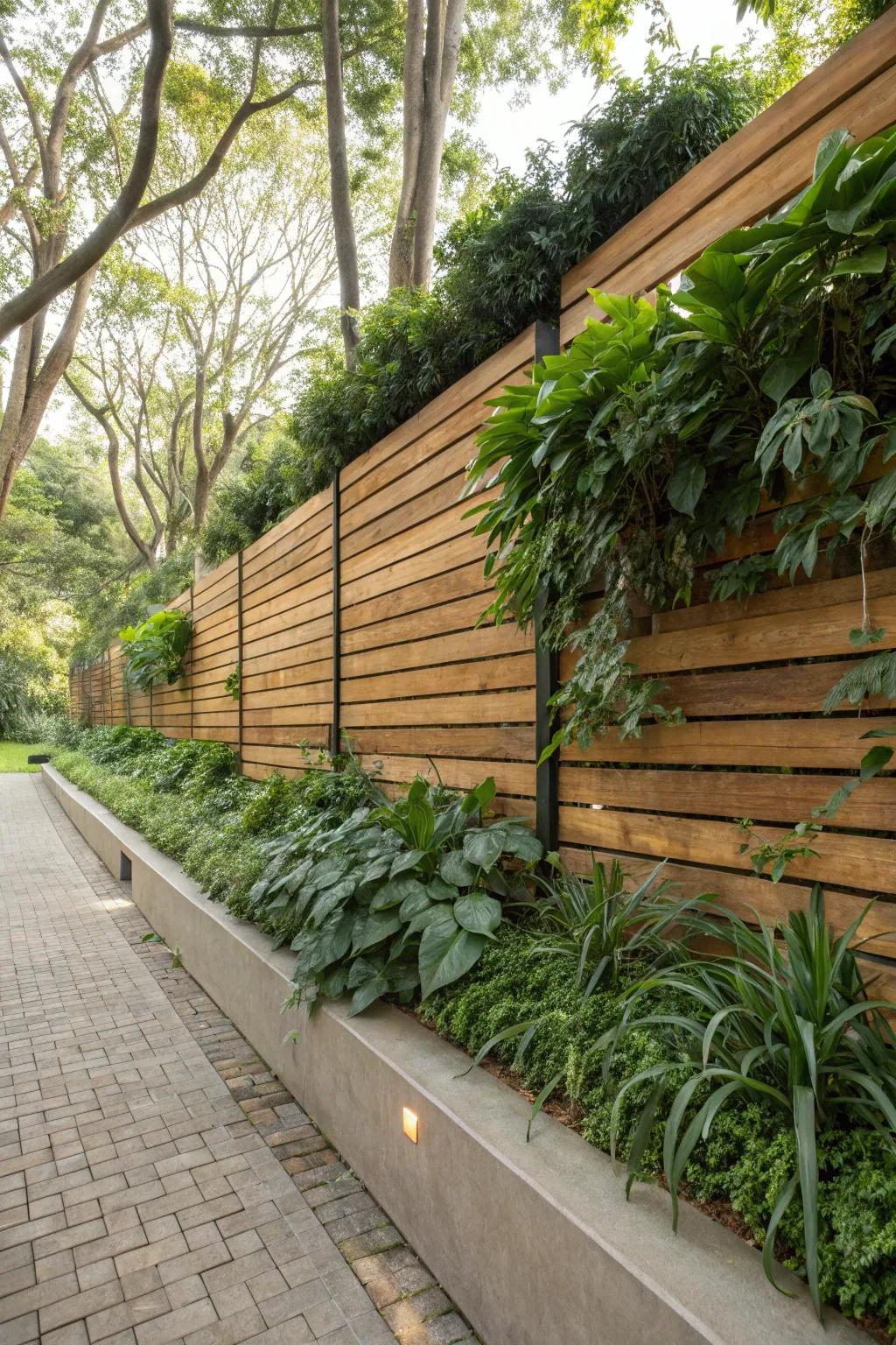 Wooden panels impart a rustic appeal to outdoor environments.