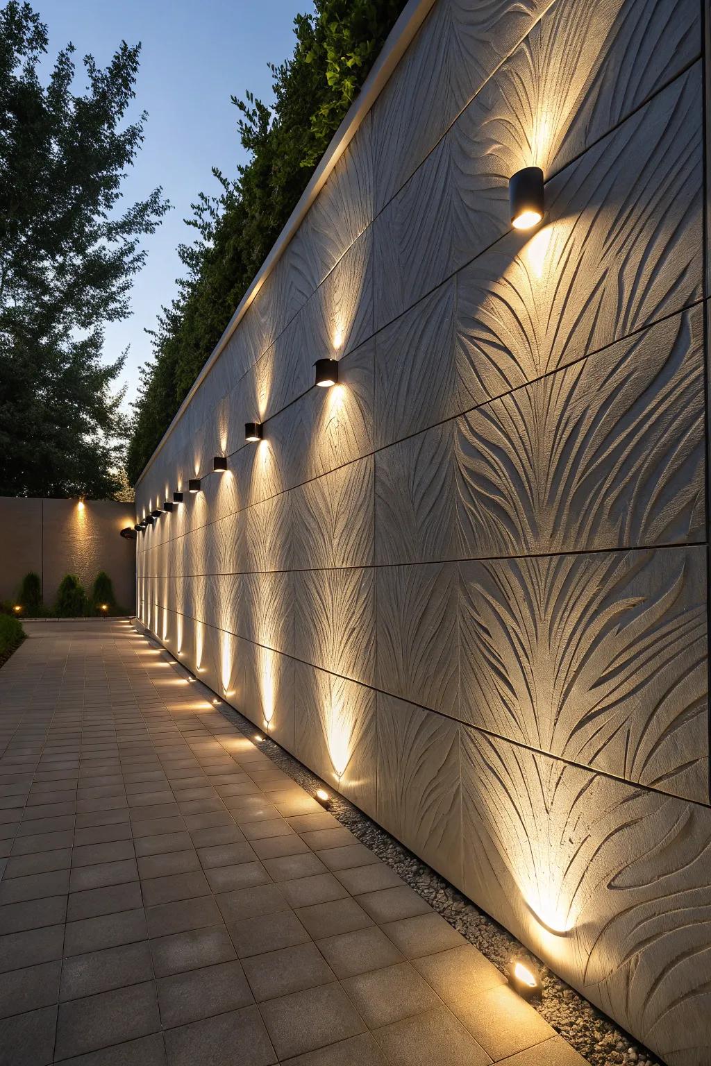 Up and down lights add dramatic flair to outdoor spaces.