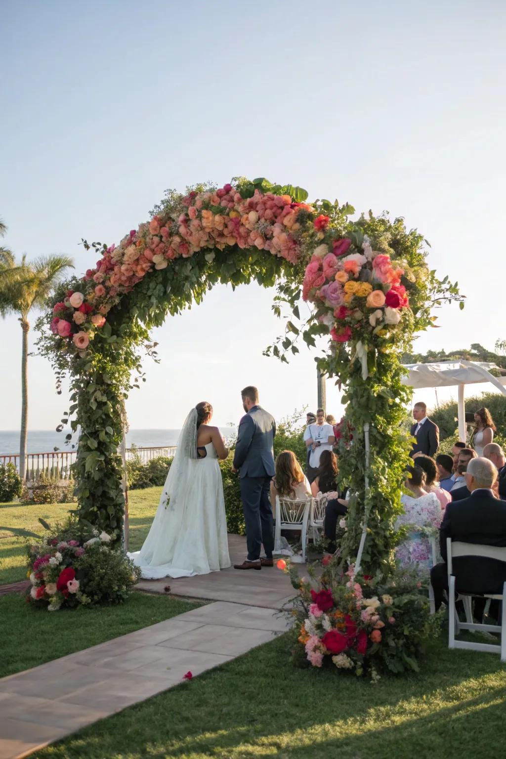 Outline your pledges using a striking blossom archway.