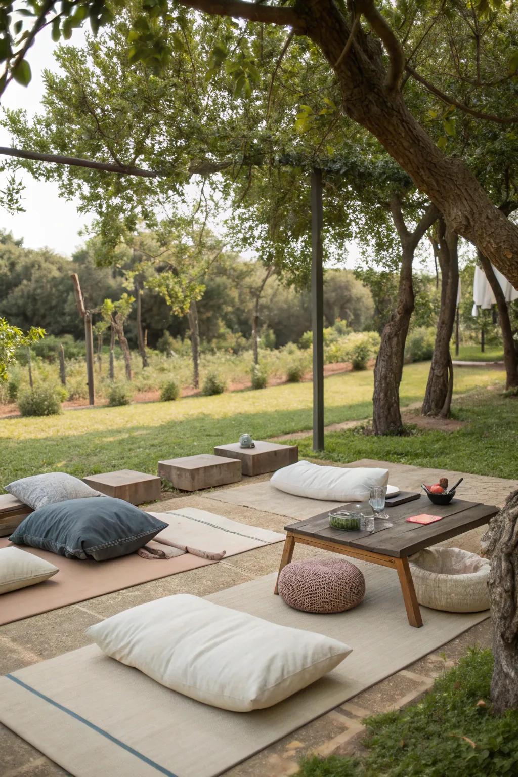 Comfy seating makes your yoga space more relaxing.