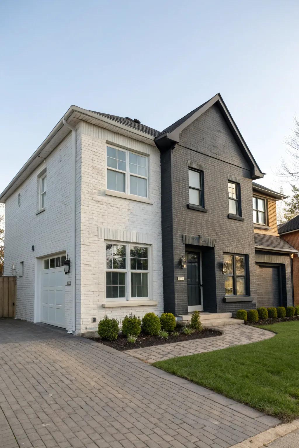 Dual-tone styles bring modern flair to brick houses.