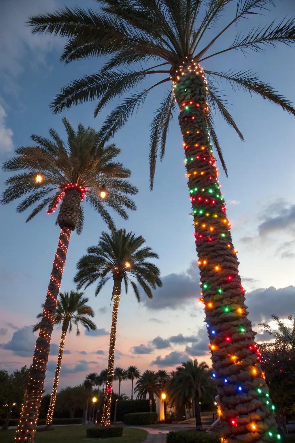 Embrace holiday joy through multicolored festive lights.