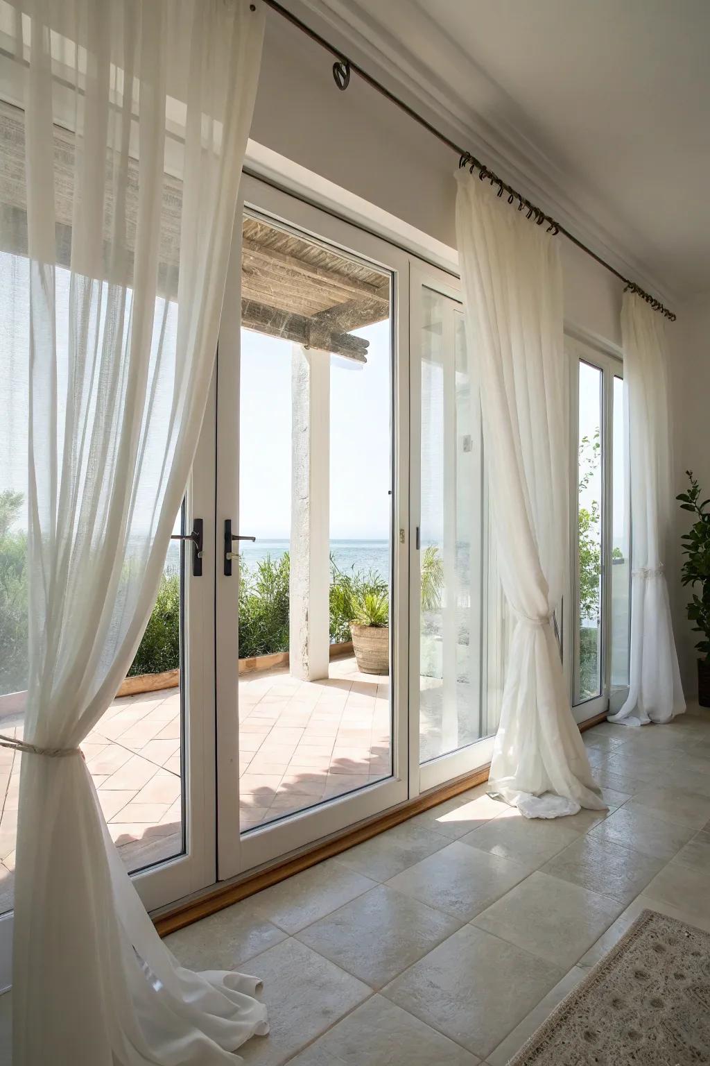 Sheer curtains provide light and privacy with an airy ambiance.