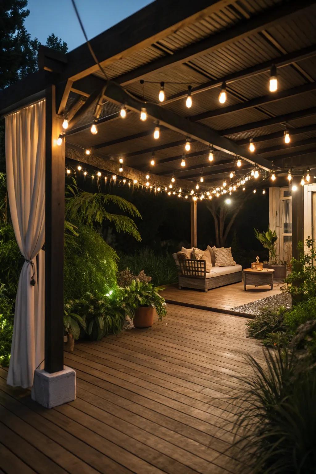 Built-in lighting enhances your patio's evening charm.