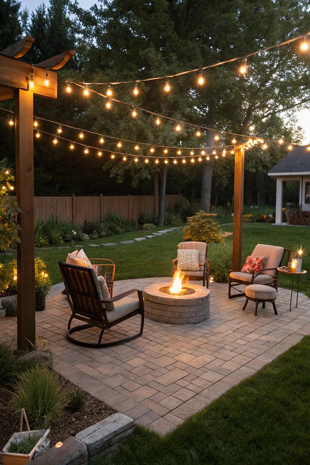 A snug outdoor oasis designed for gatherings and tranquility.