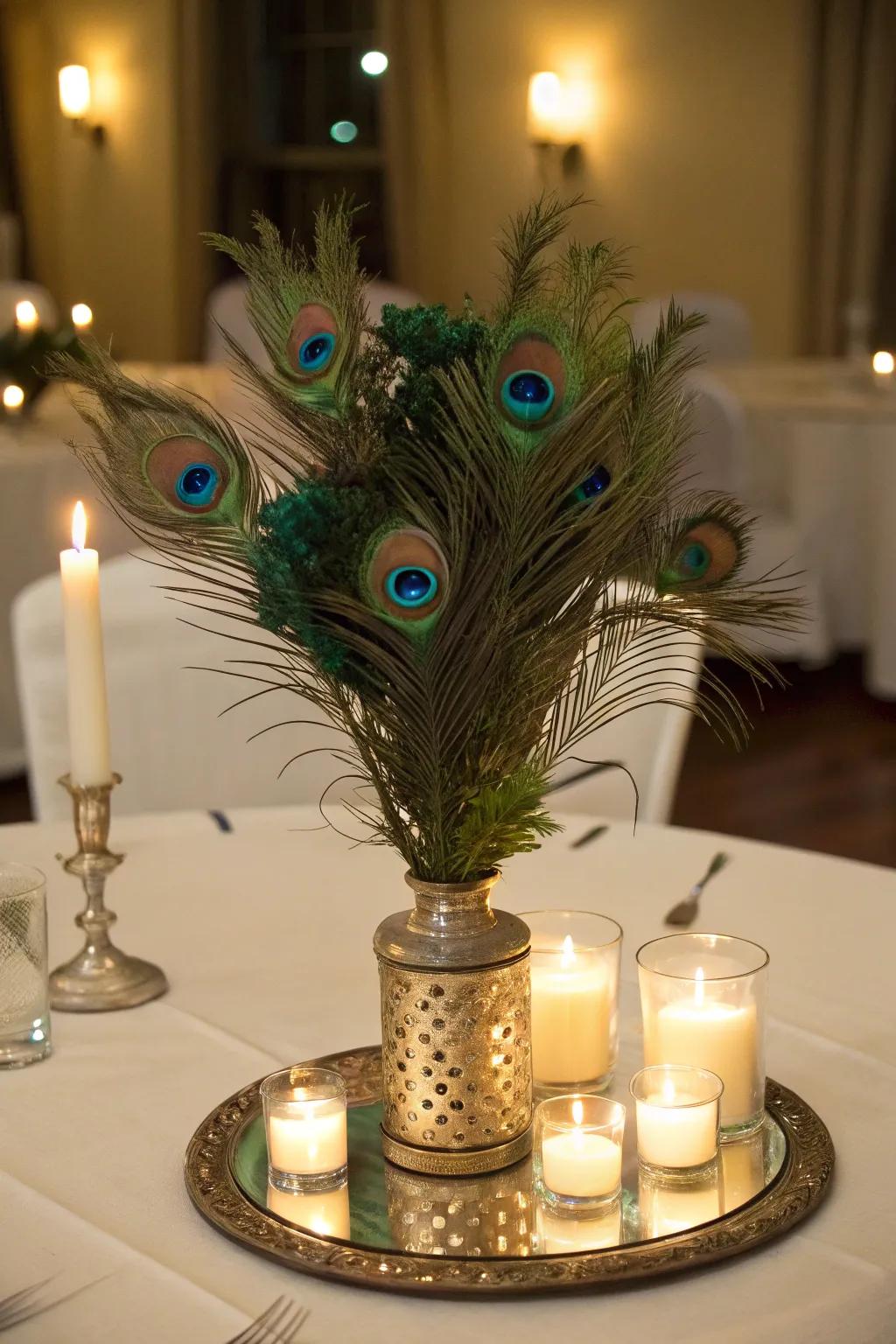 A reflective centerpiece, accentuating the inherent allure of avian plumage.