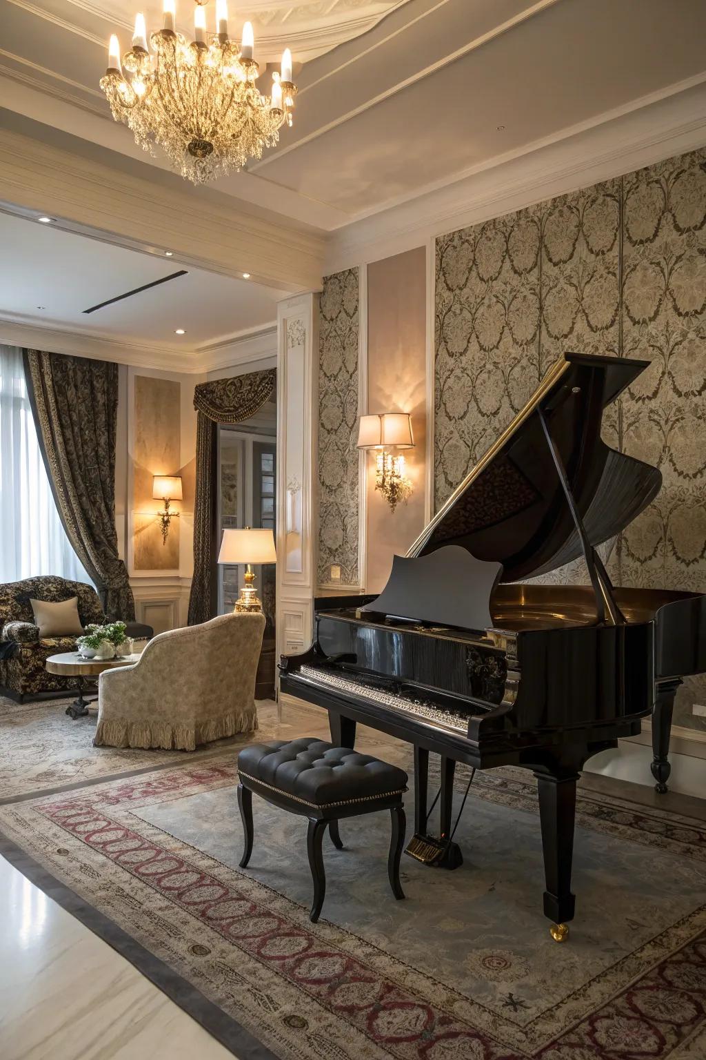 A blend of textures adds depth and sophistication to the room.