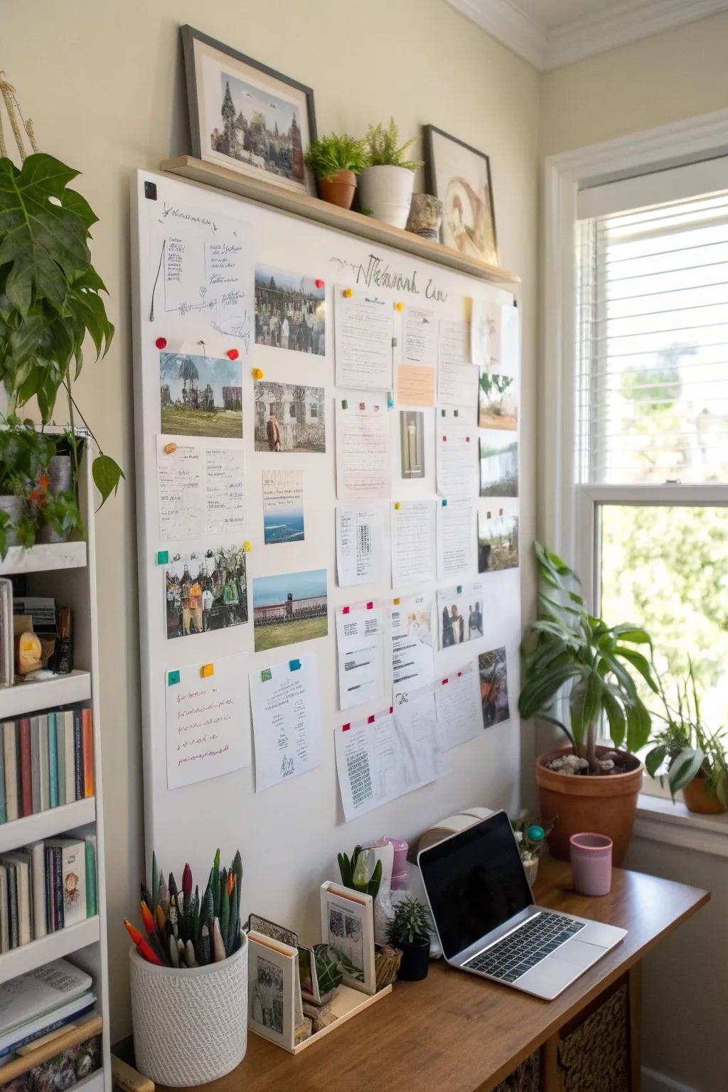 Keep motivated with a vision board displayed on your whiteboard.