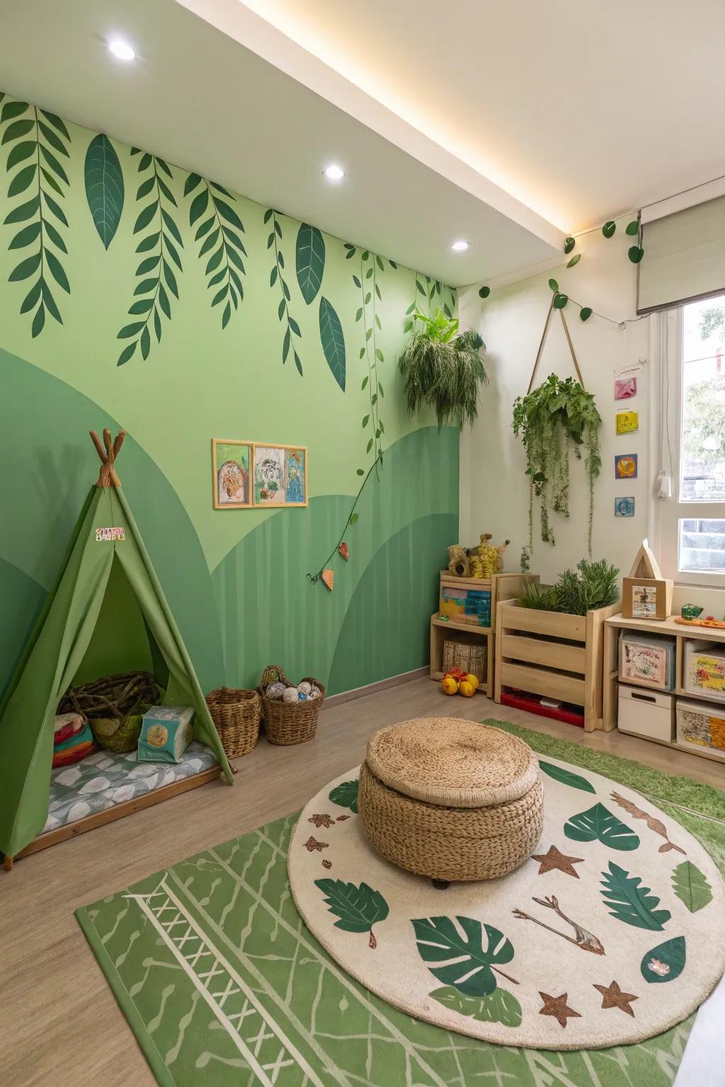 Nature-inspired greens create a refreshing, balanced environment.