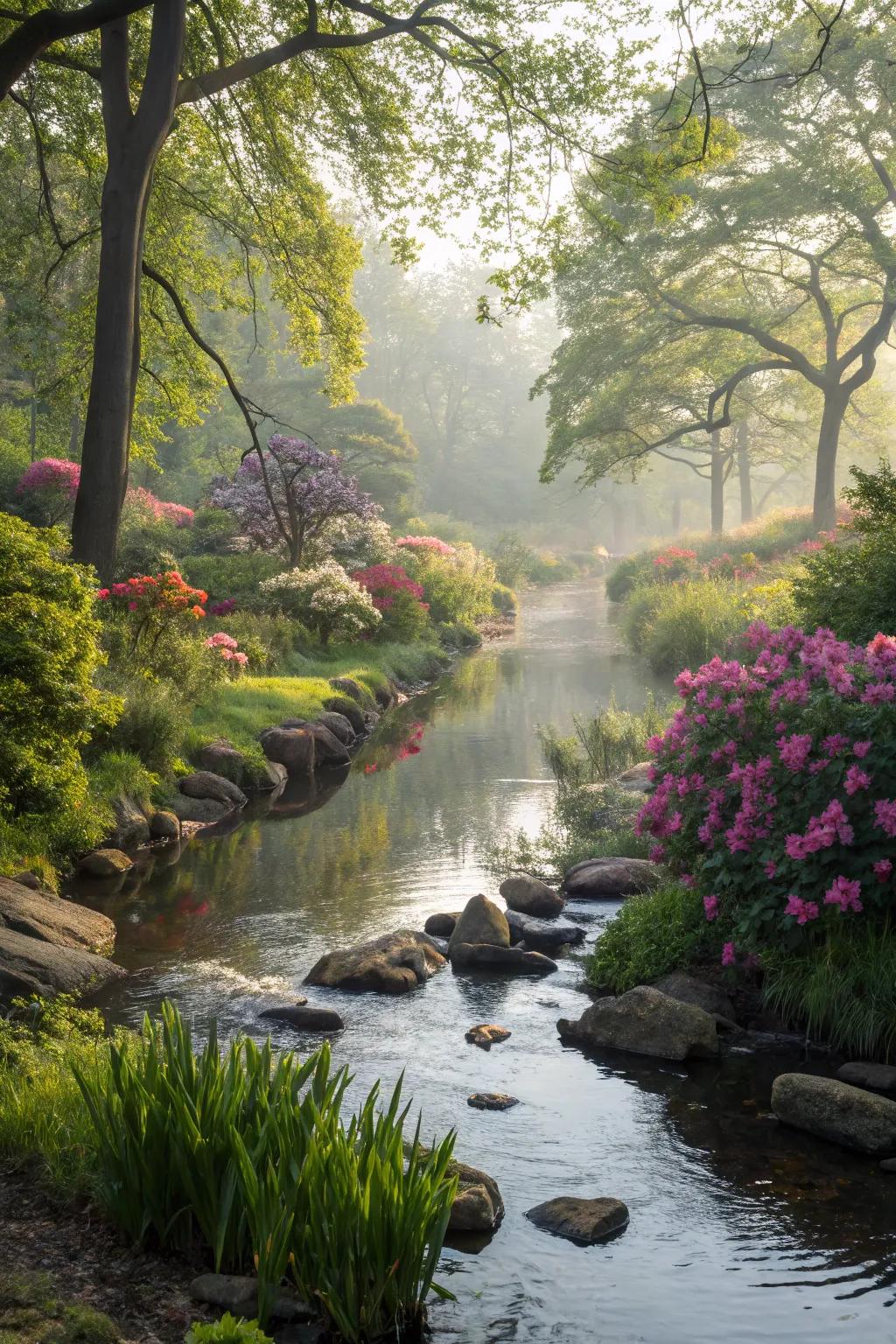 Merge your stream with encompassing garden constituents for an organic visage.