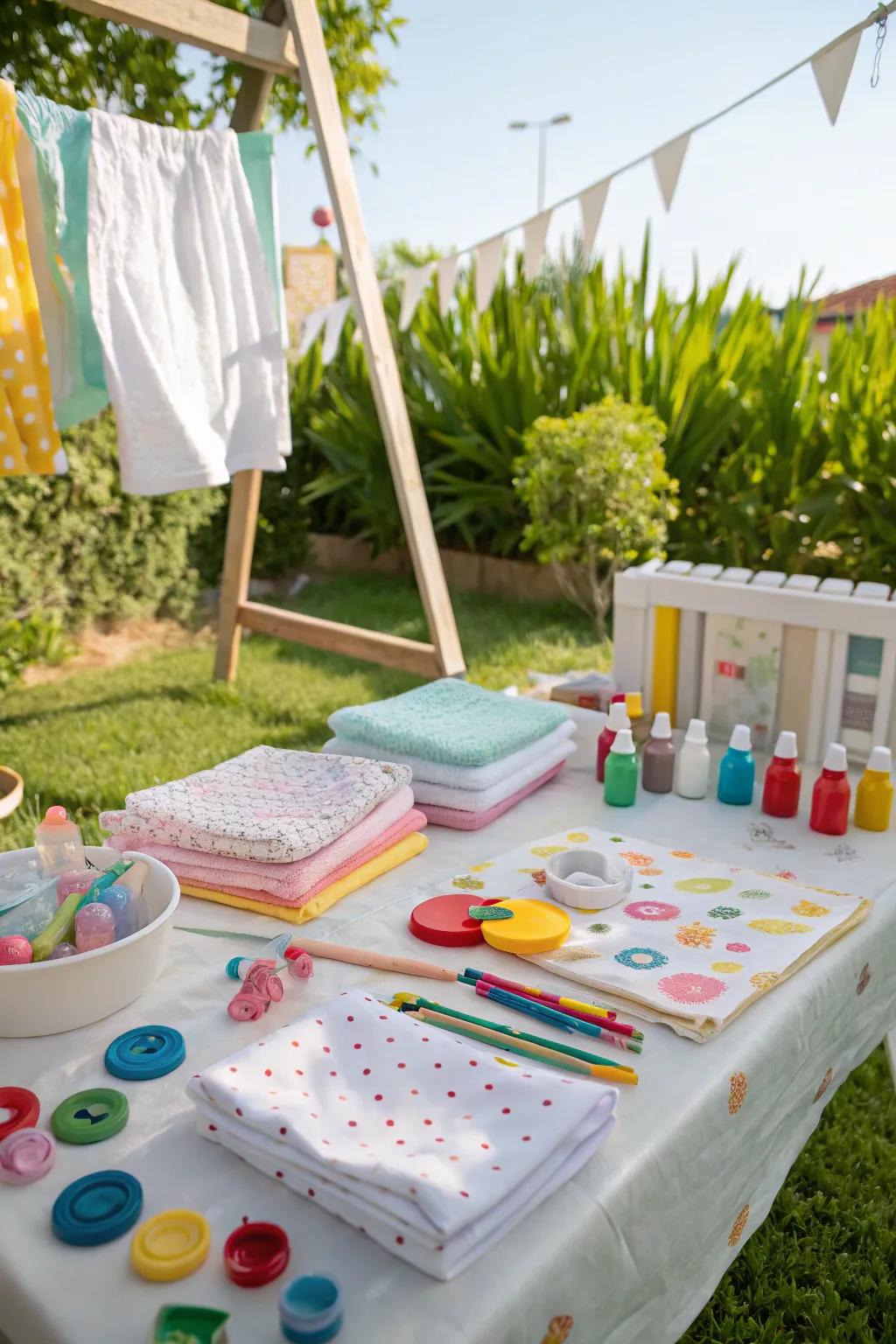 A DIY artistic center featuring infant-oriented endeavors for attendees.