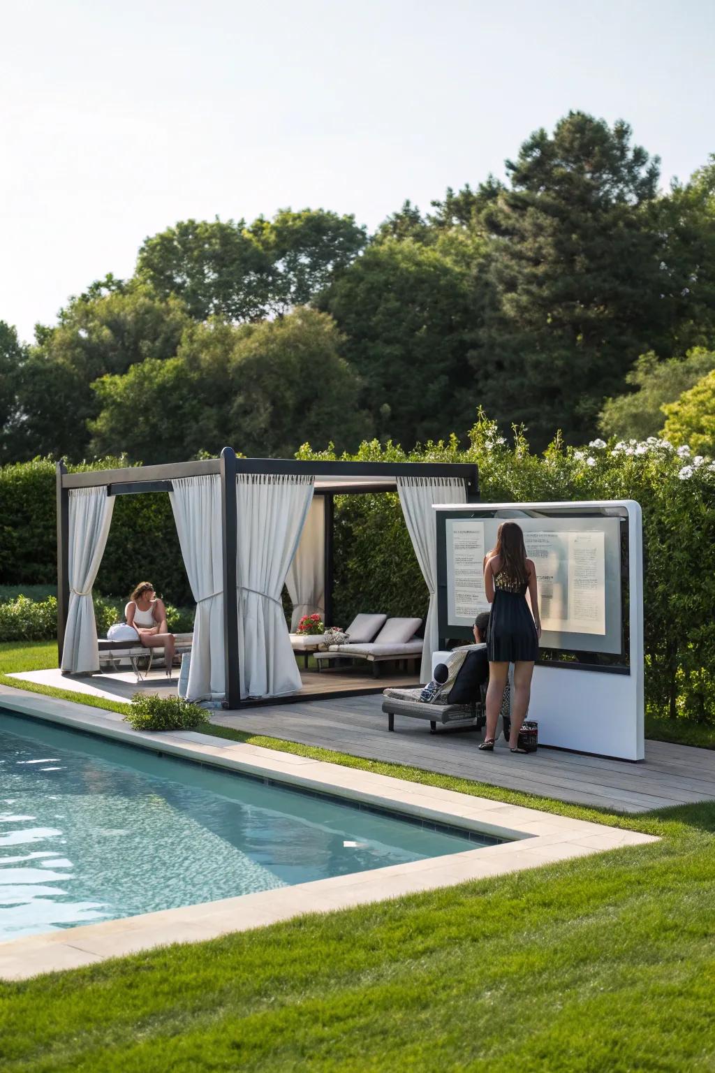 Versatile outdoor screens add a flexible privacy solution.
