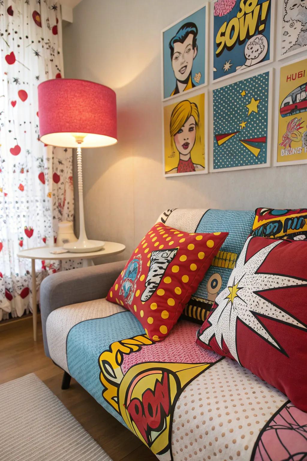 Feature decor completes the pop art vision.