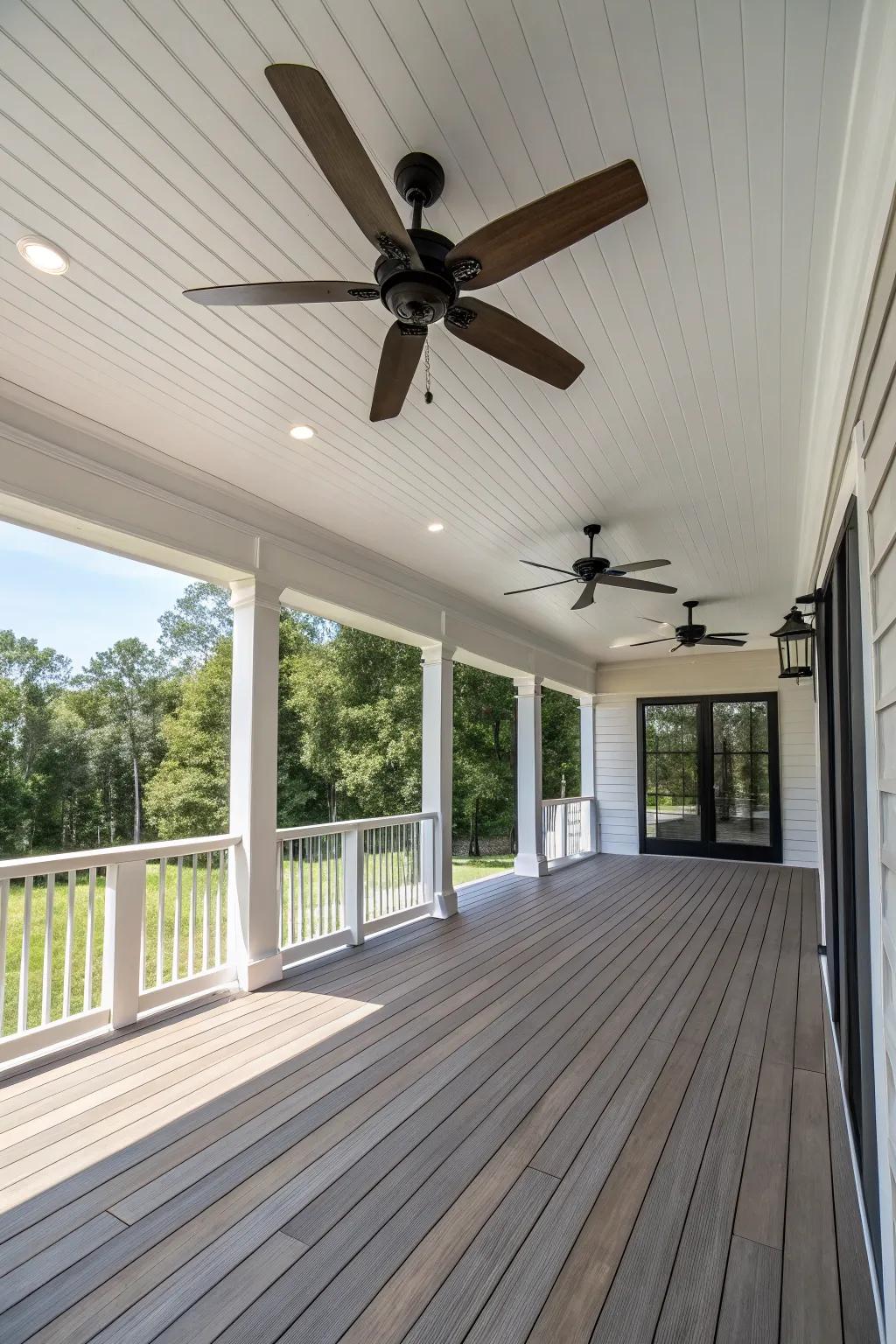 A porch addition with a contemporary air mover.