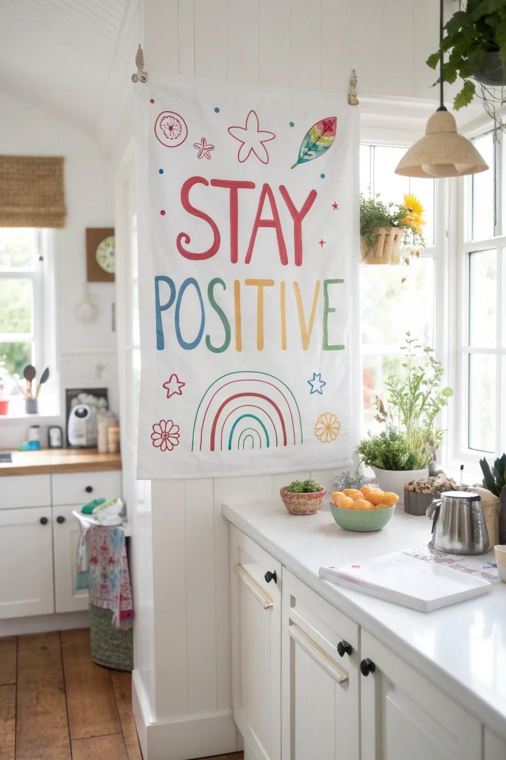 Playful drawings make positivity enjoyable.