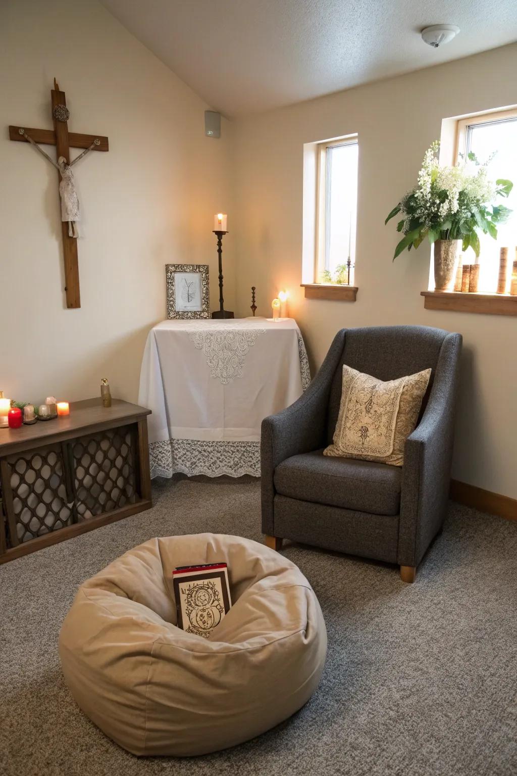 Settle into a cozy place for enhanced meditation.