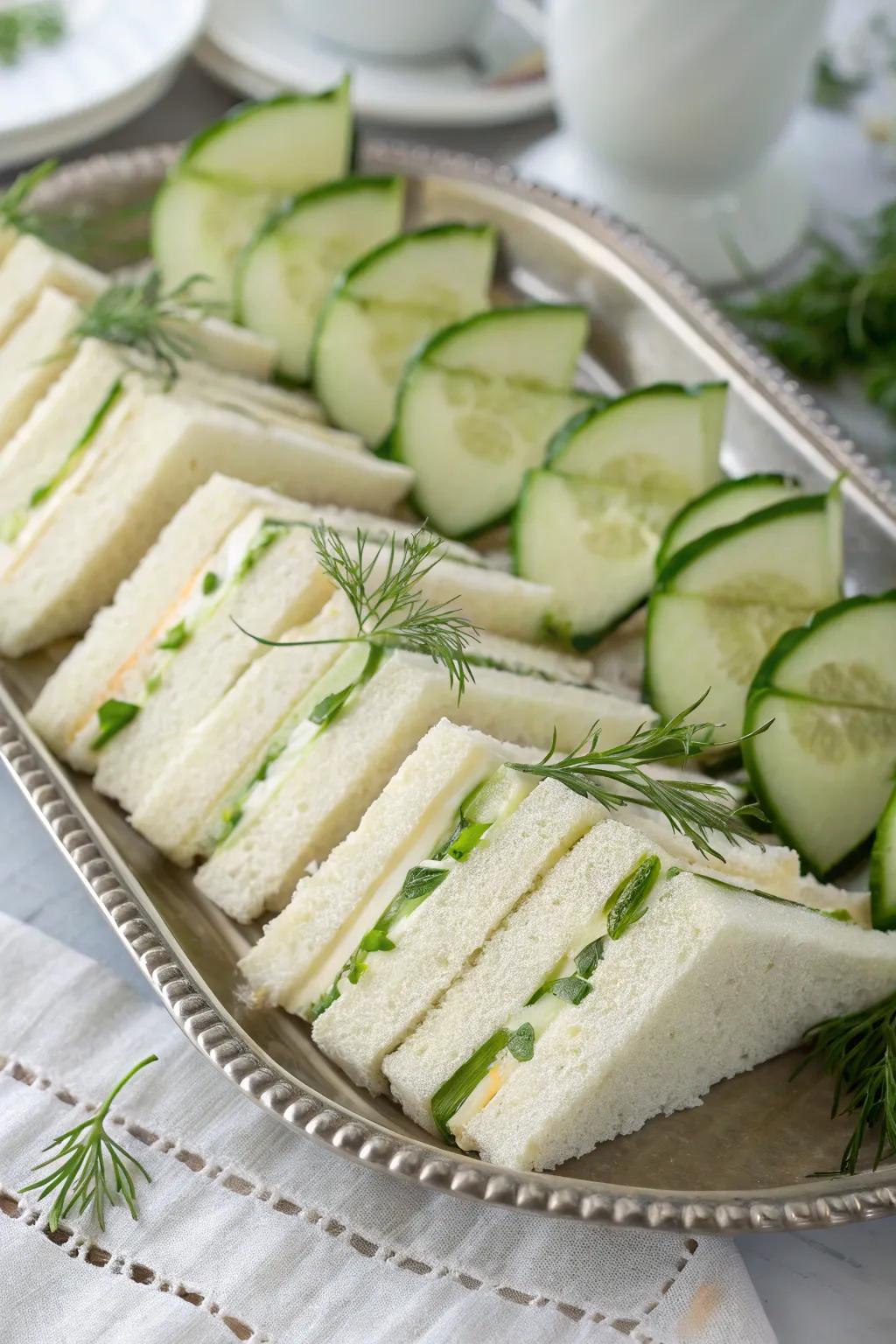 Delightful finger sandwiches perfect for a tea party.