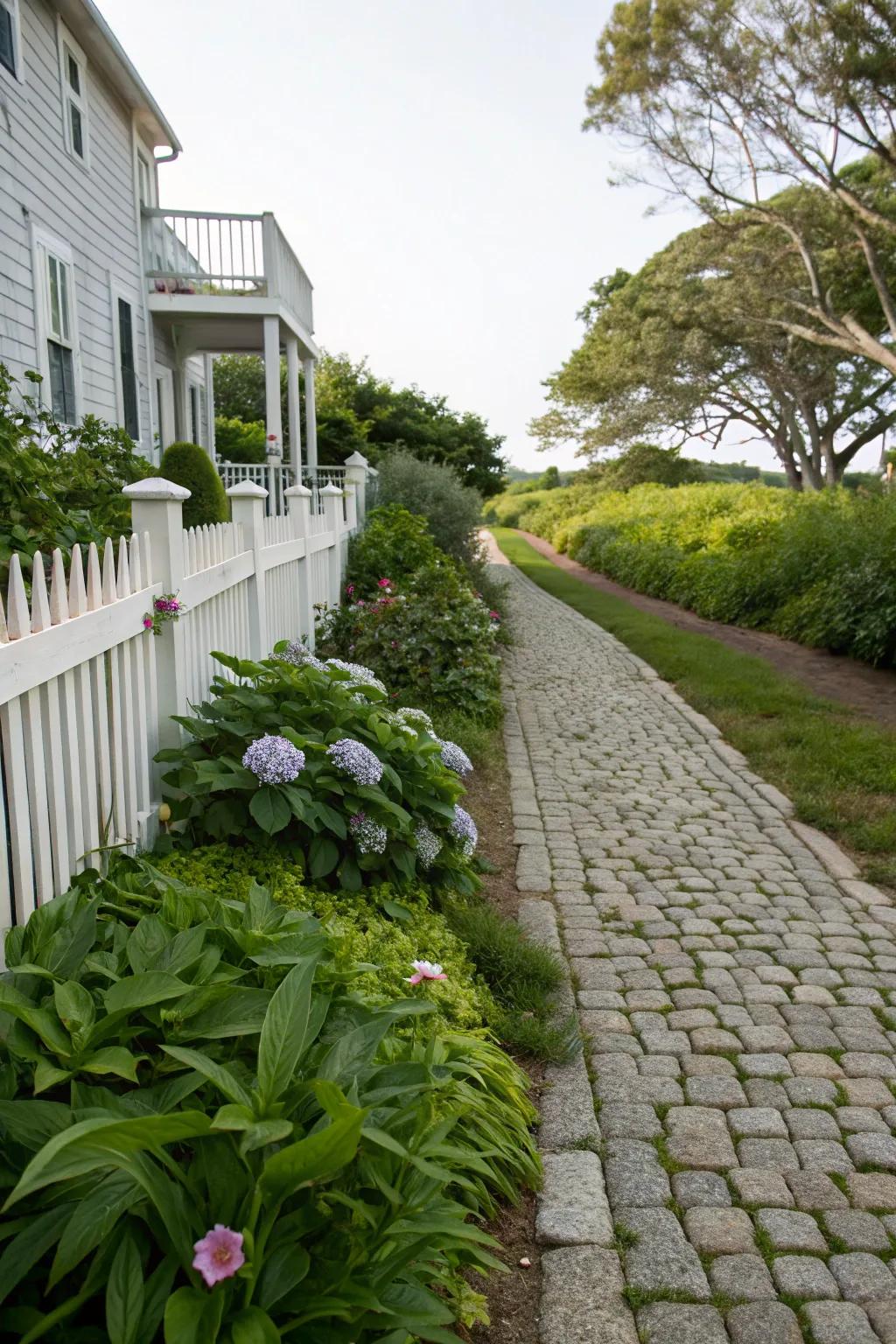 Walkway directing the gaze alongside land borders.