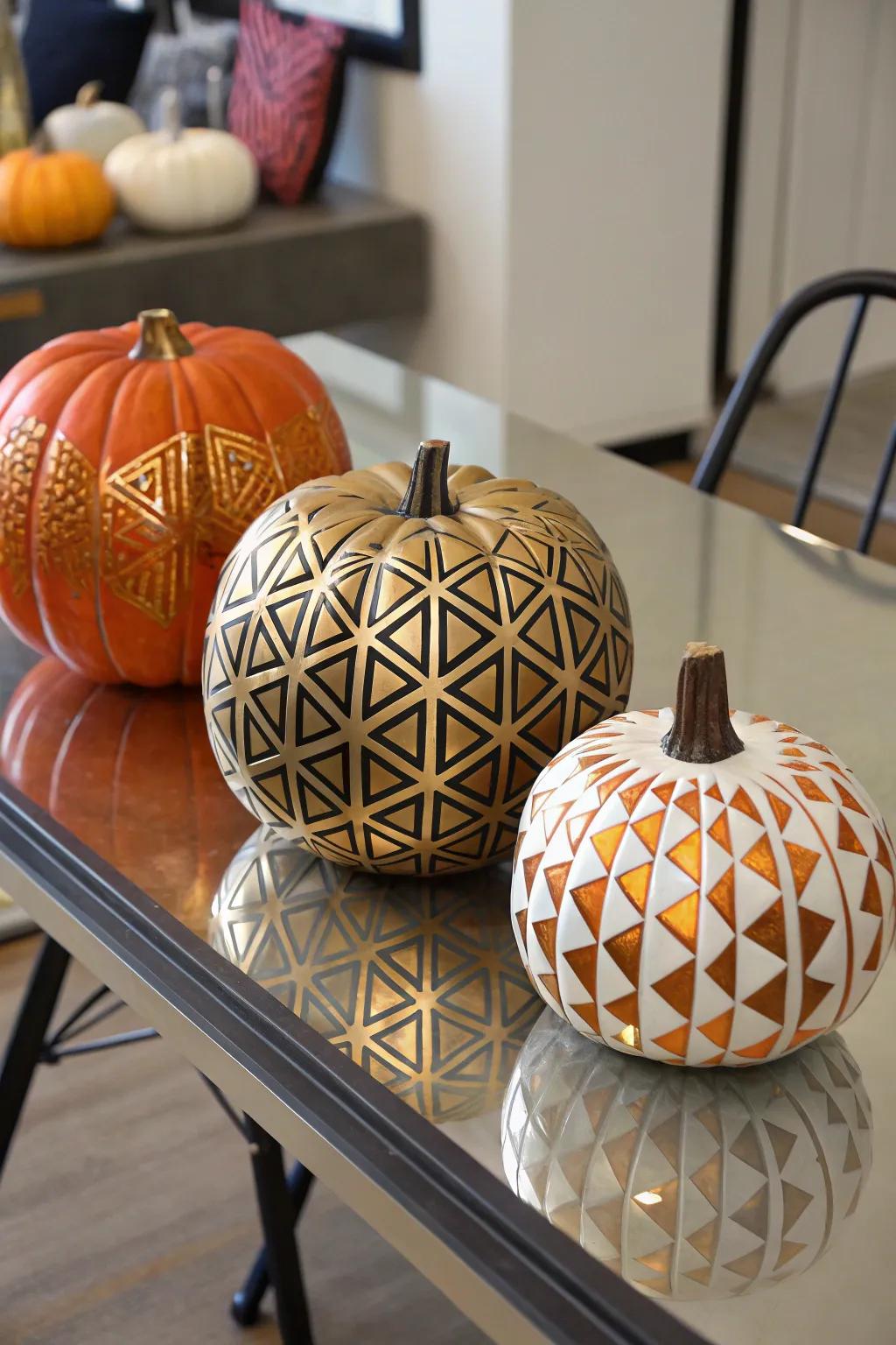 Introduce a modern touch with elegant precise pattern pumpkins.