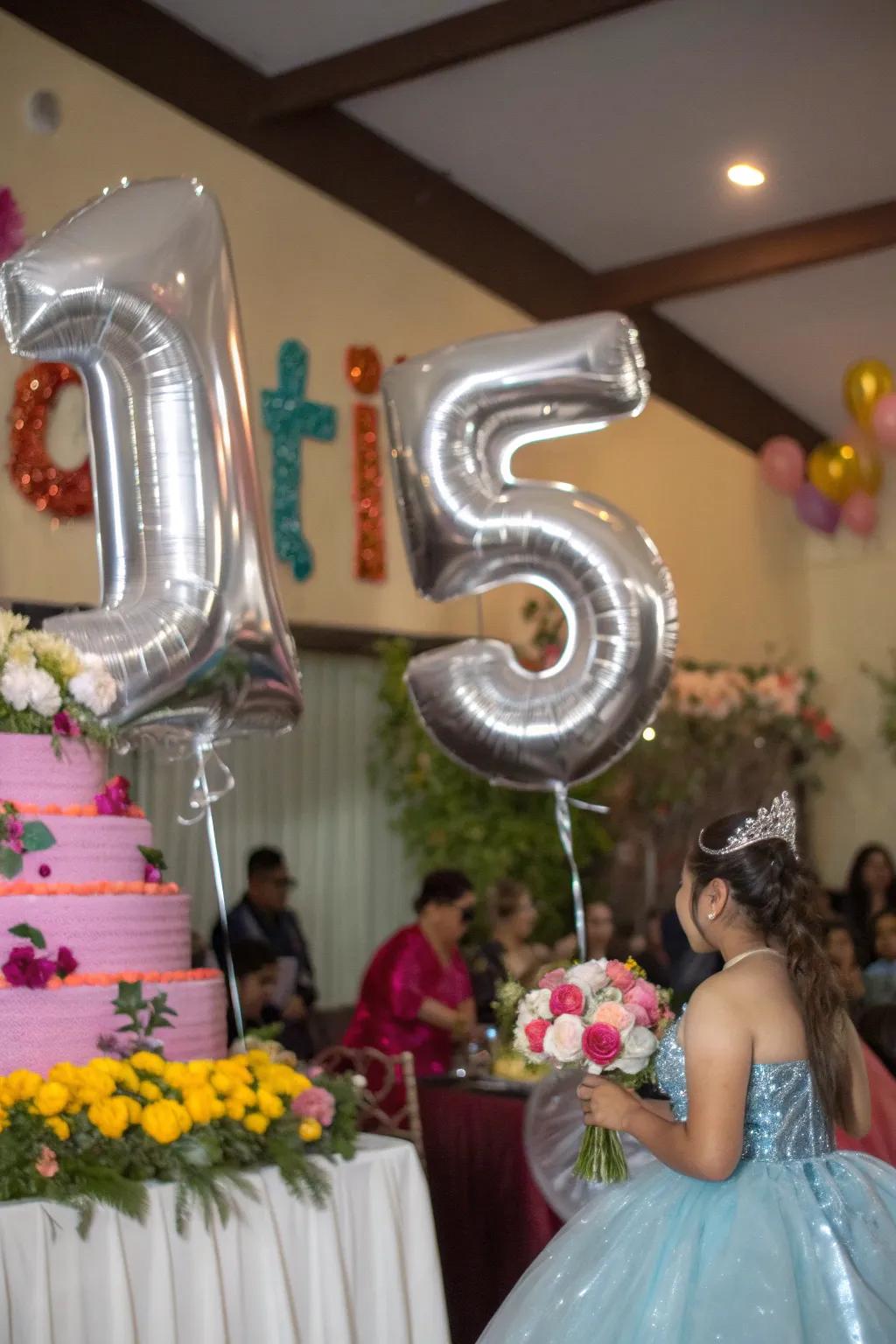 Numerical balloons deliver a bold statement for the celebration.