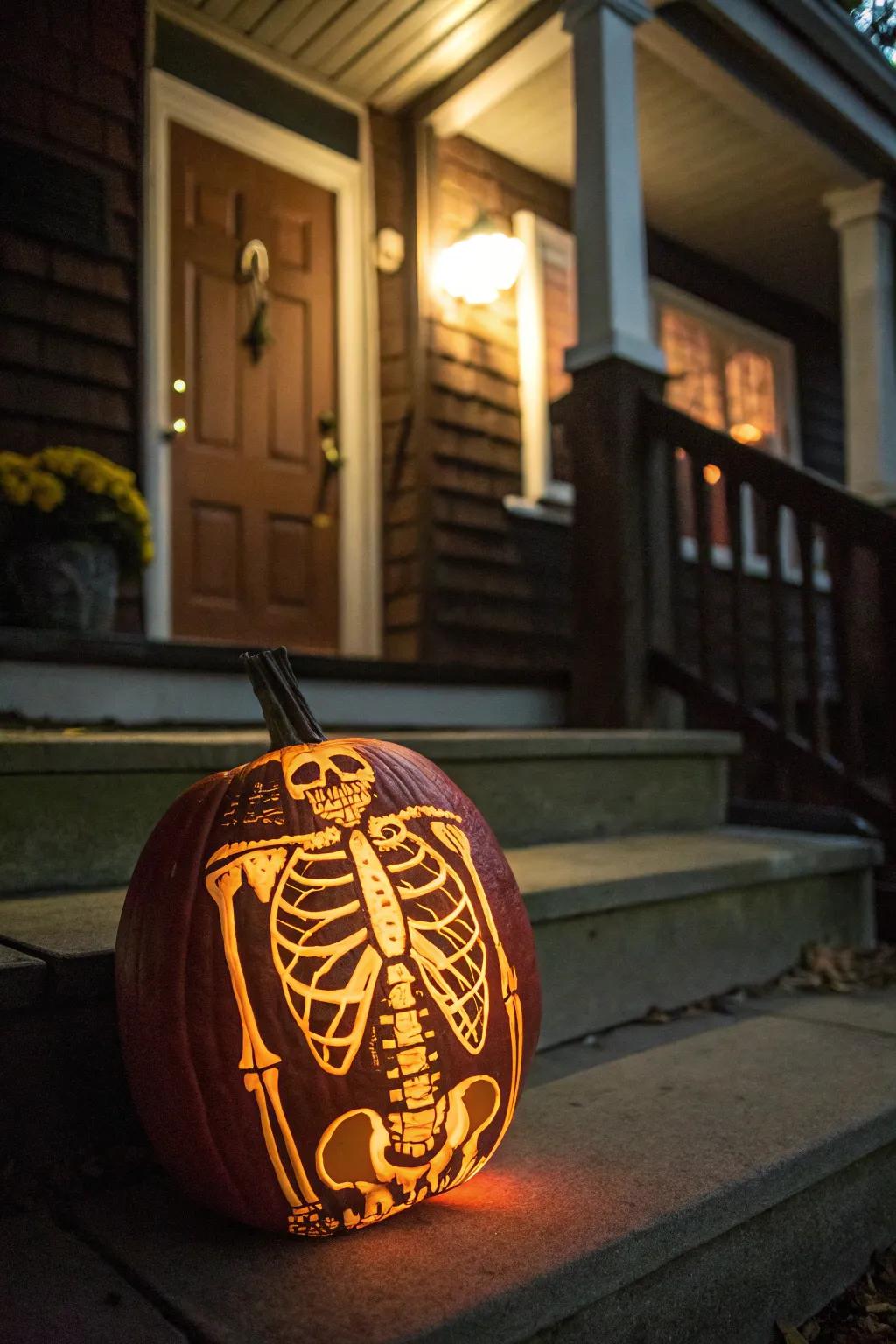 Glow-in-the-dark anatomy pumpkin for nighttime allure