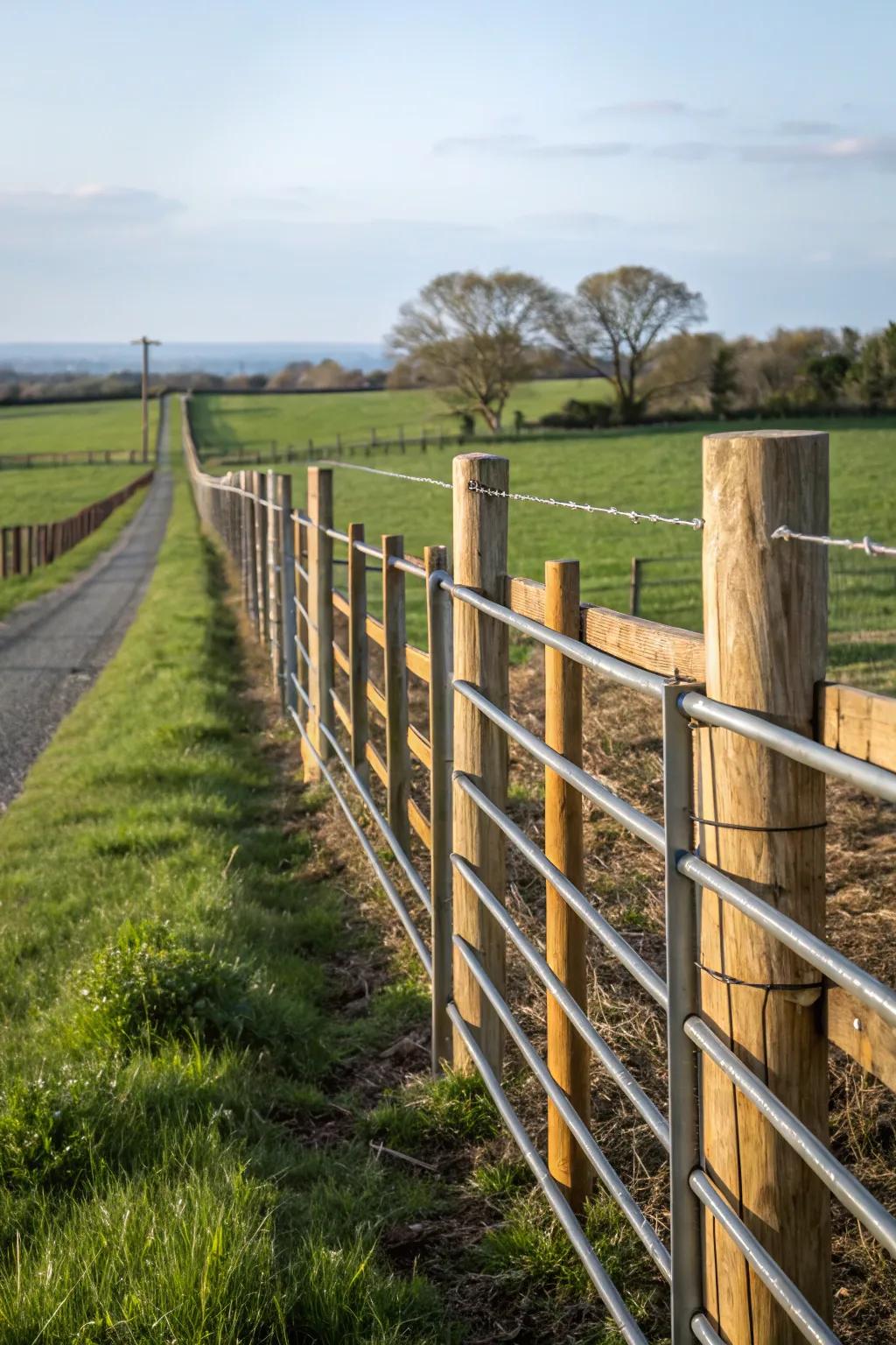 A mixed material fence combines strength with style.