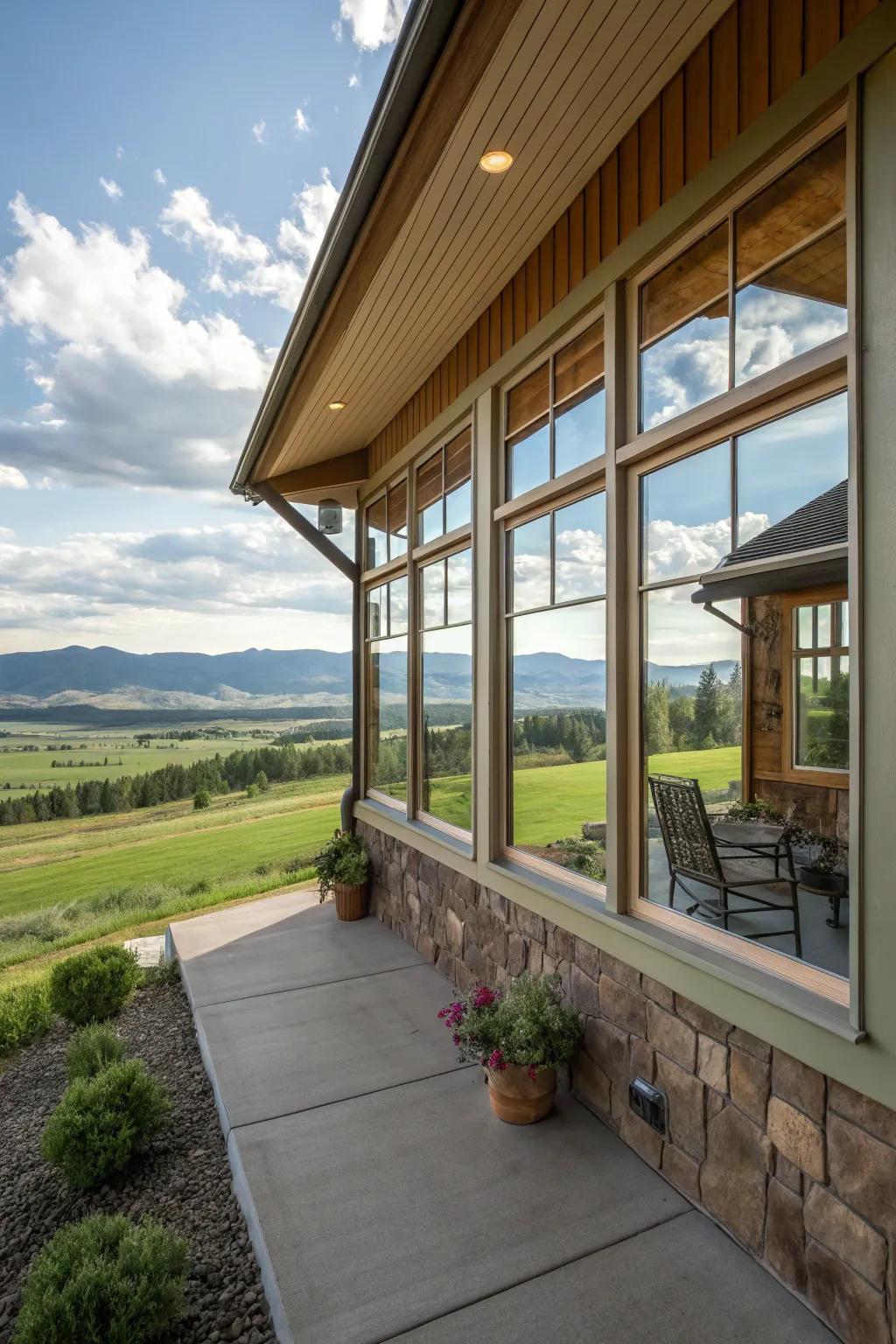 Expansive windows enhance illumination and provide stunning outdoor panoramas.