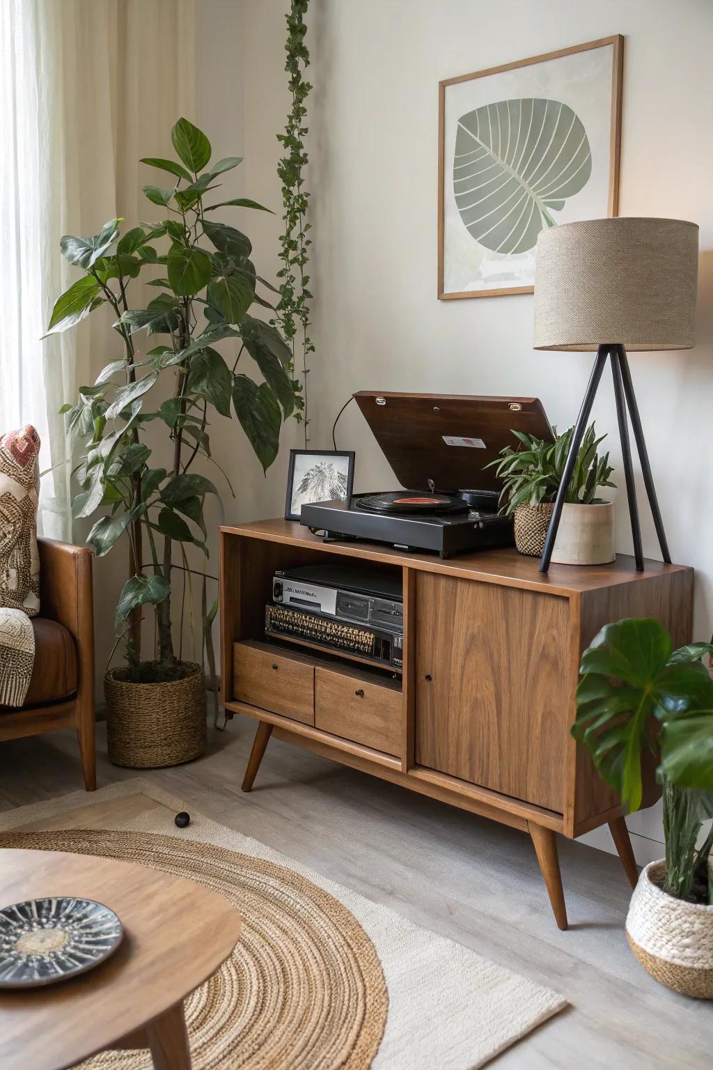 Decorative touches add a personal spin to your record player setup.