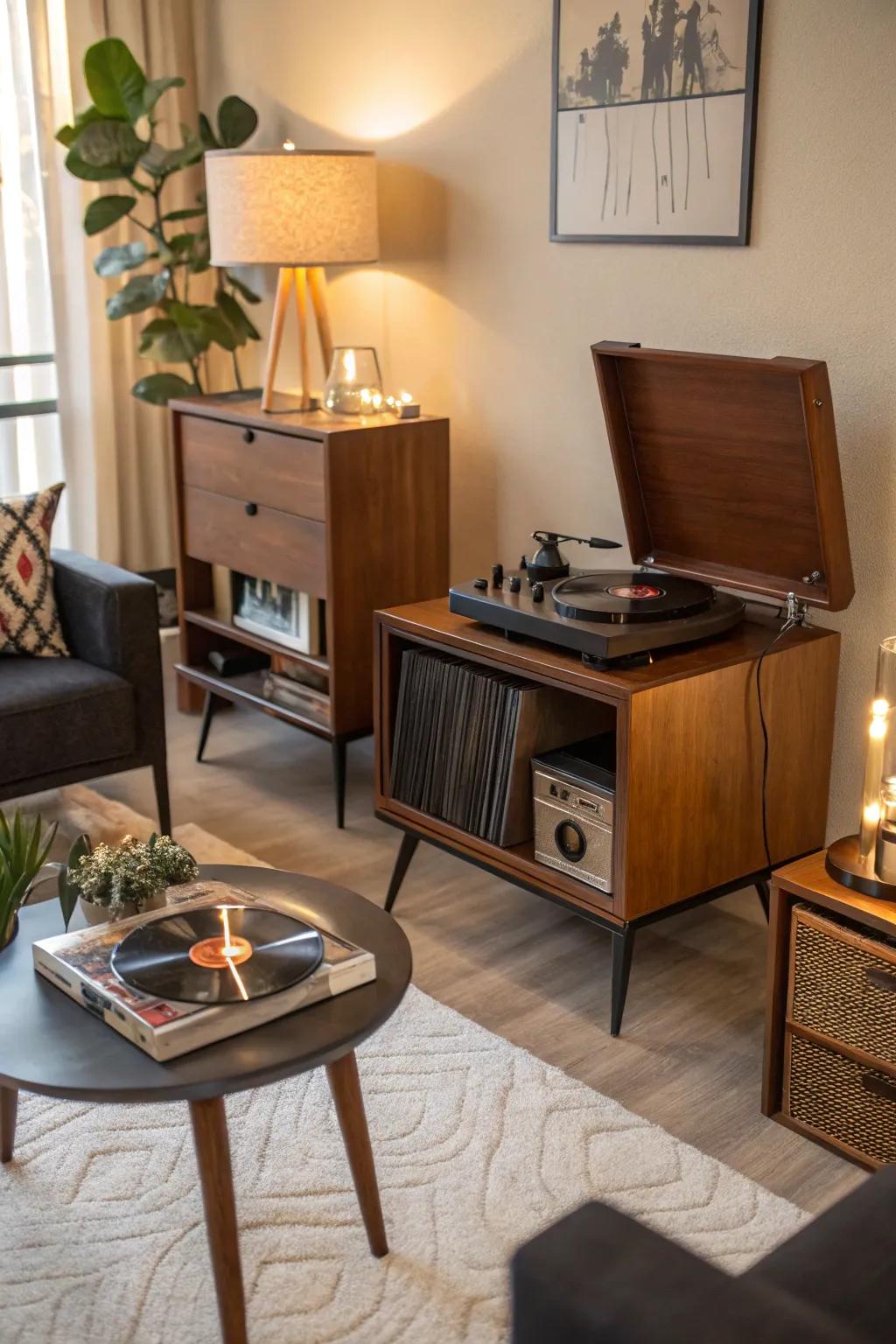 Mid-century current holders add a vintage feel to your album storage.