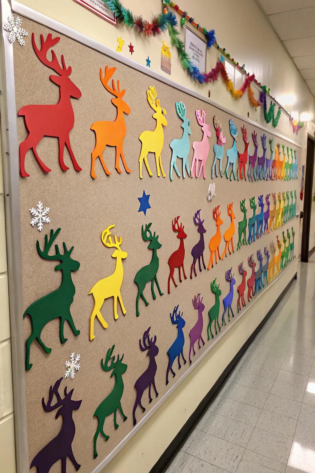 A vibrant deer procession introduces brilliant joy to your decorations.