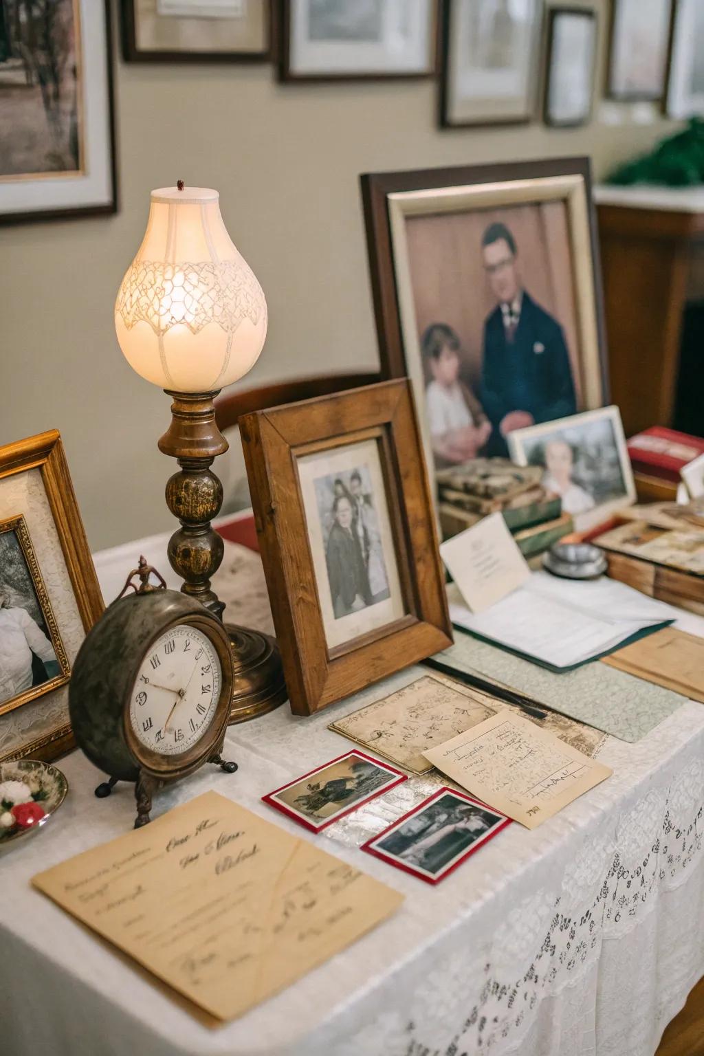 A heartfelt memory table showcasing cherished photos.