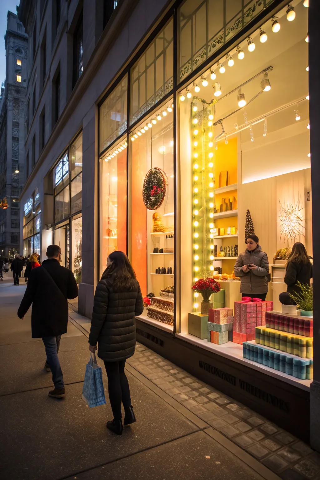 A captivating window display perfectly illuminated.