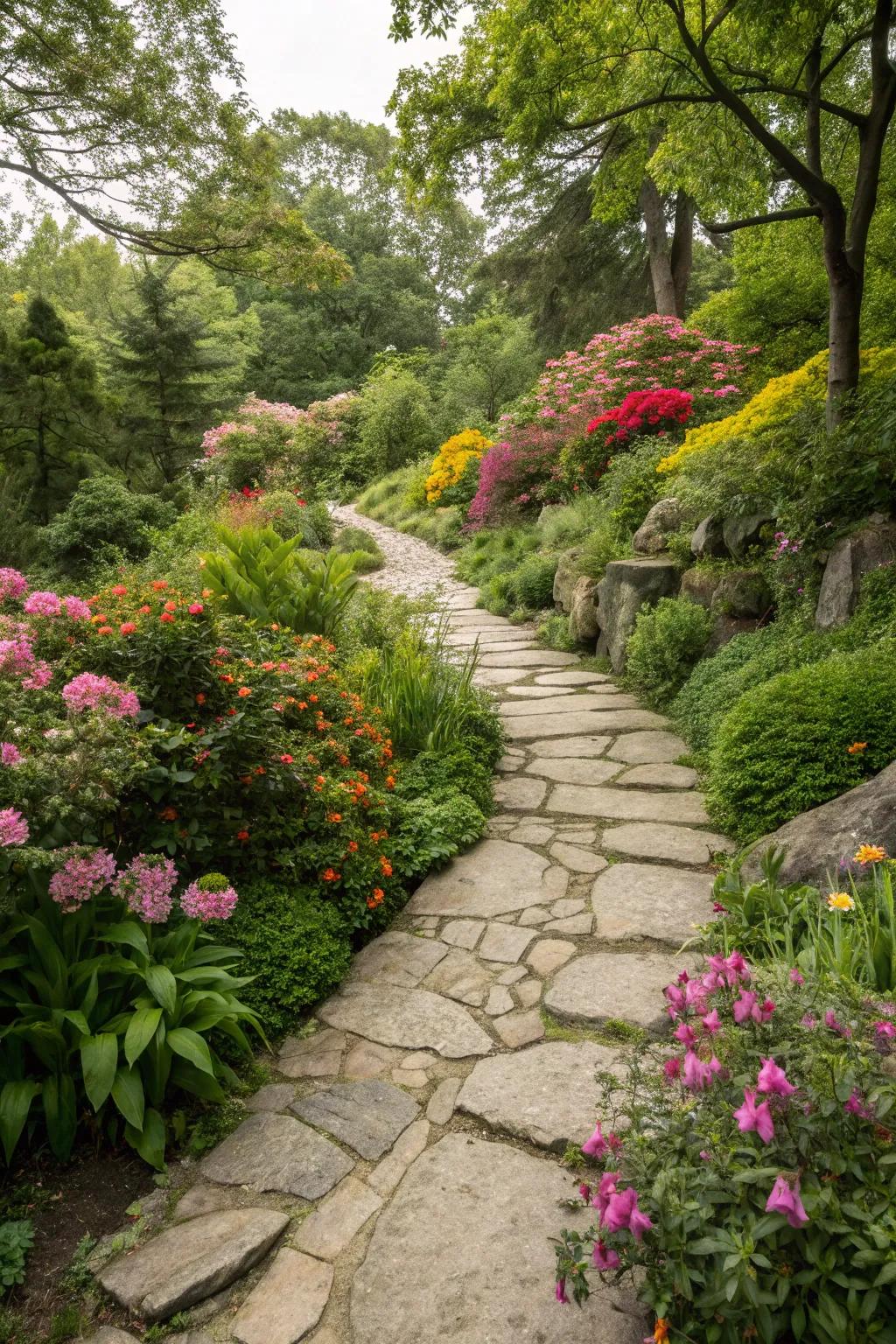 Pathways in sync with nature fashion a tranquil retreat.