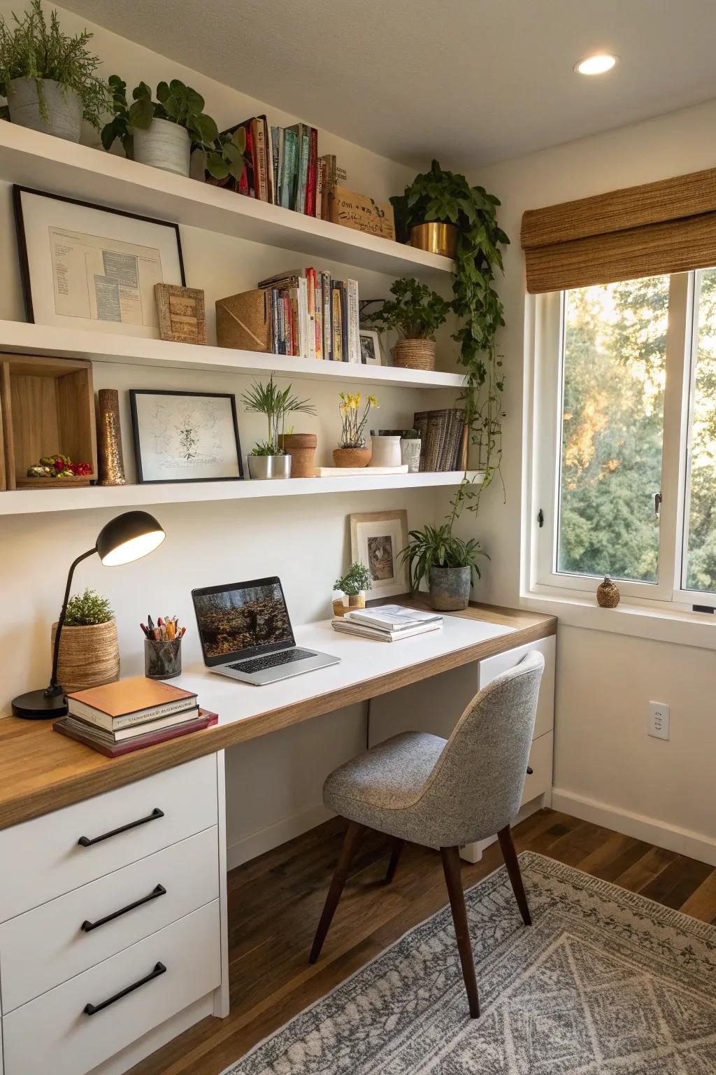 A home office addition provides a dedicated workspace.